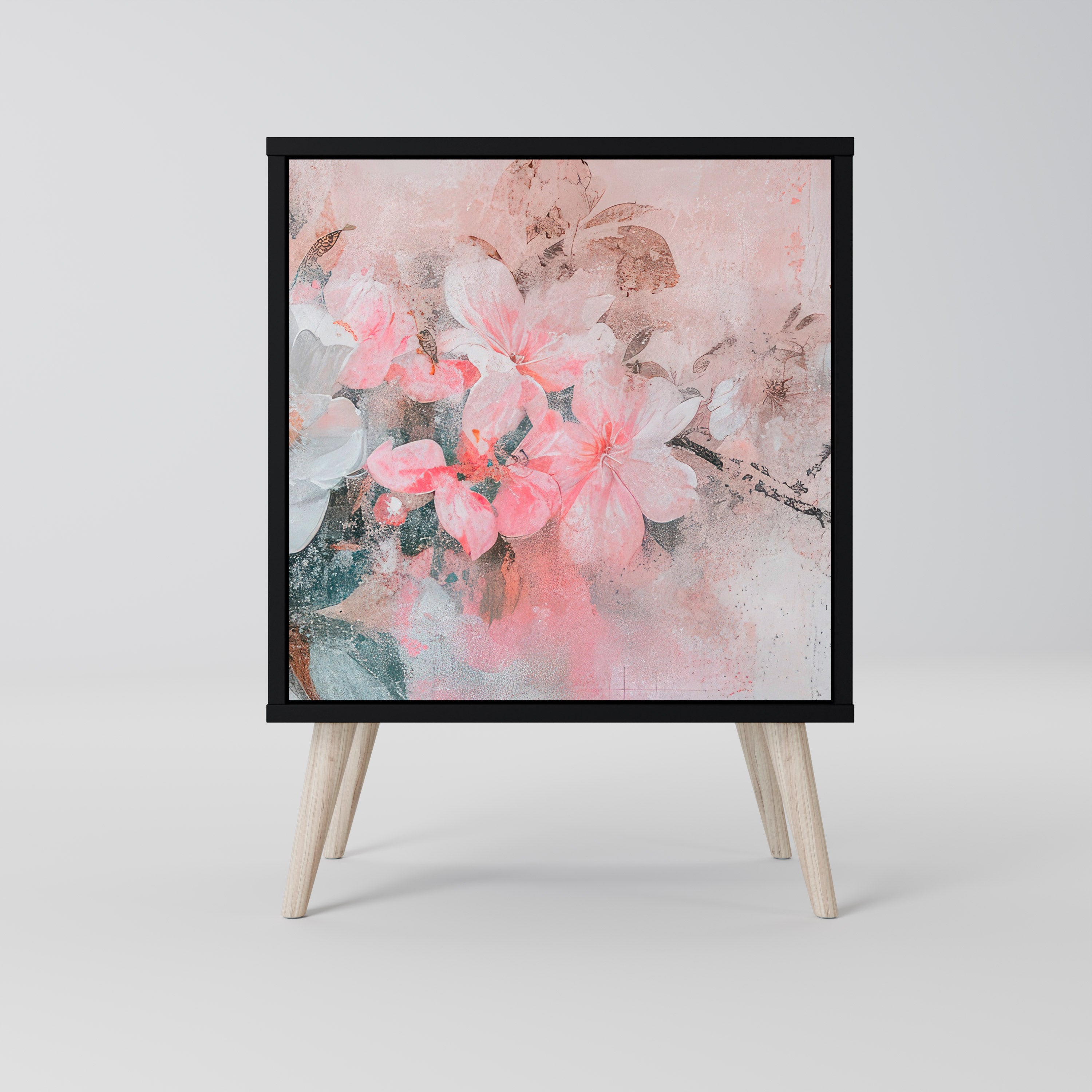 CHERRY BLOSSOM skänk med 1 dörr i svart finish