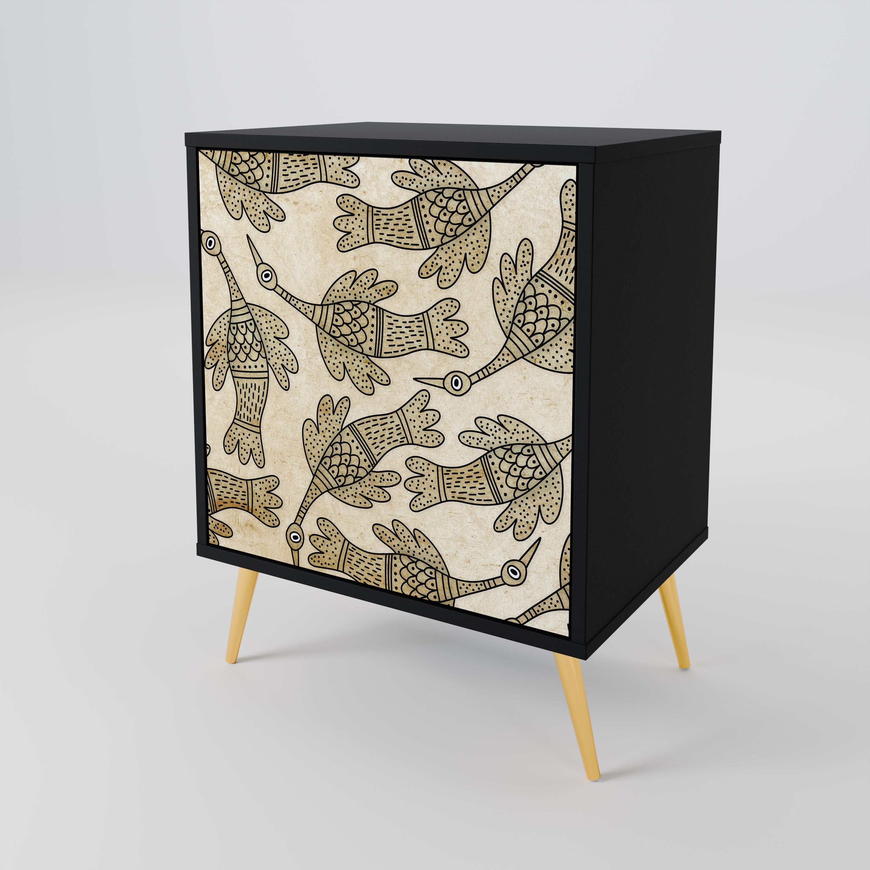 ALMONDINE SONGBIRD skänk med 1 dörr i svart finish