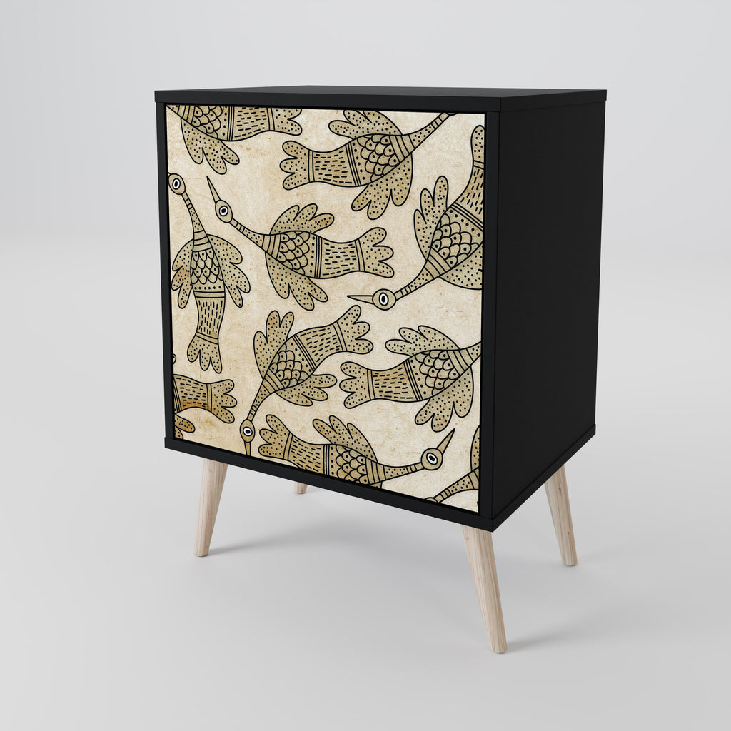 ALMONDINE SONGBIRD skänk med 1 dörr i svart finish