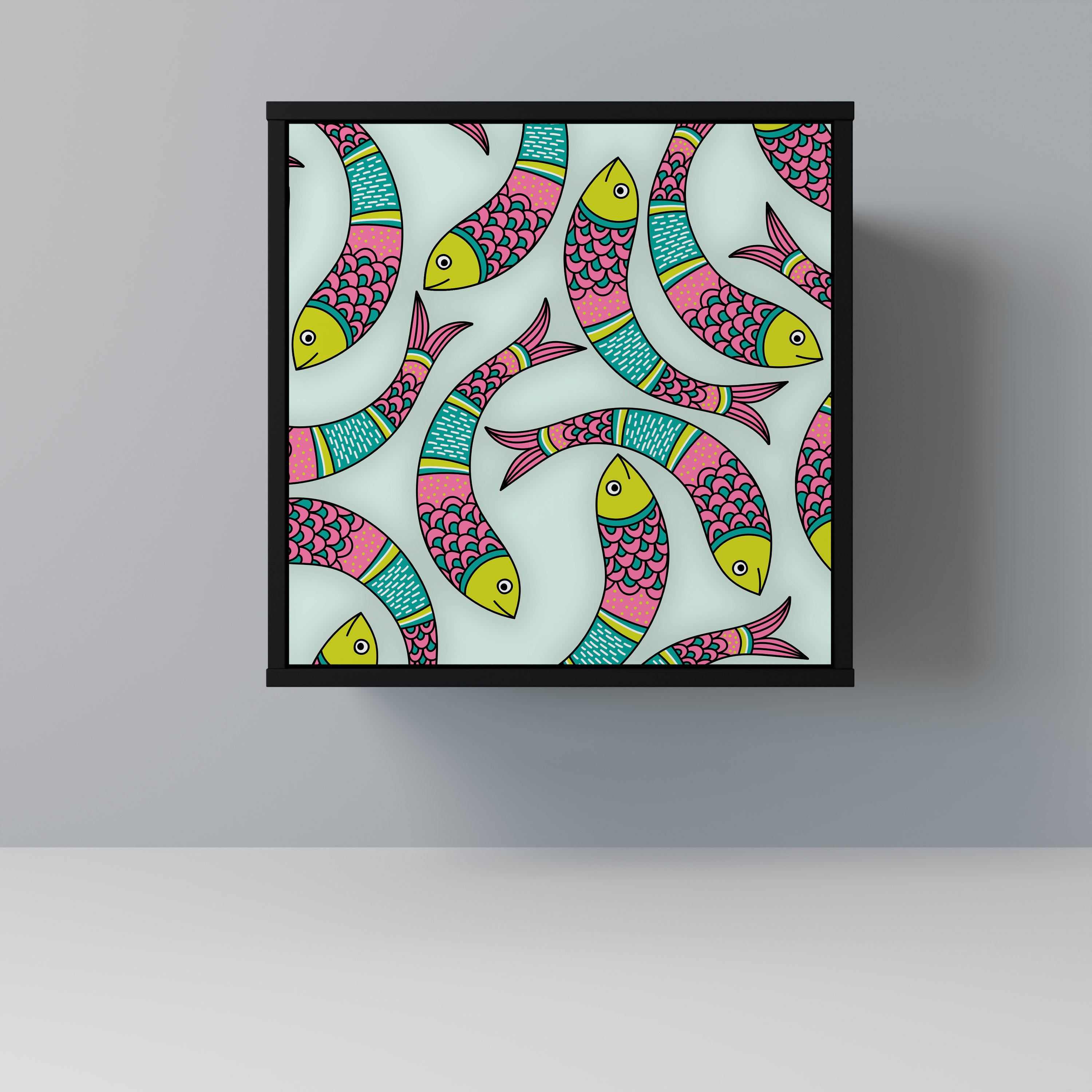 INDIAN FISH skänk med 1 dörr i svart finish