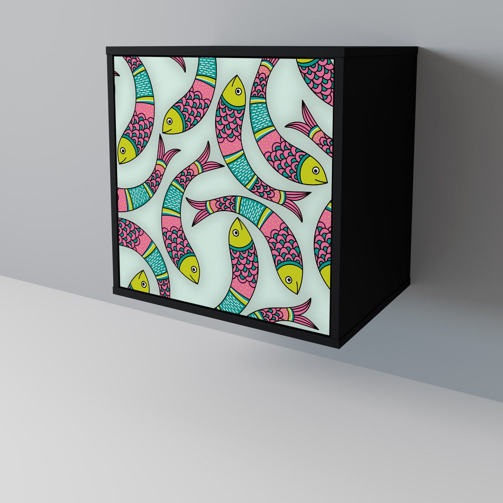 INDIAN FISH skänk med 1 dörr i svart finish