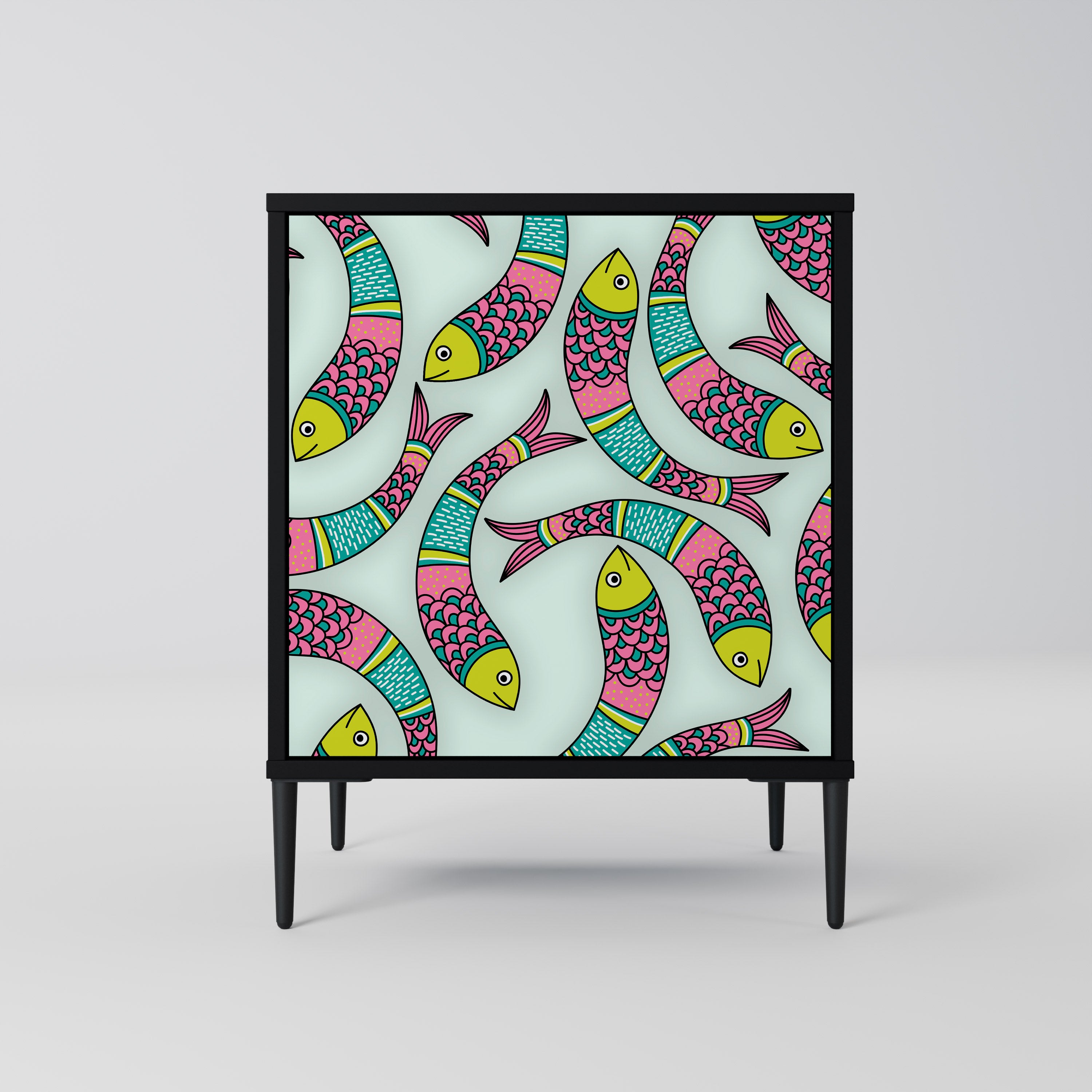 INDIAN FISH skänk med 1 dörr i svart finish