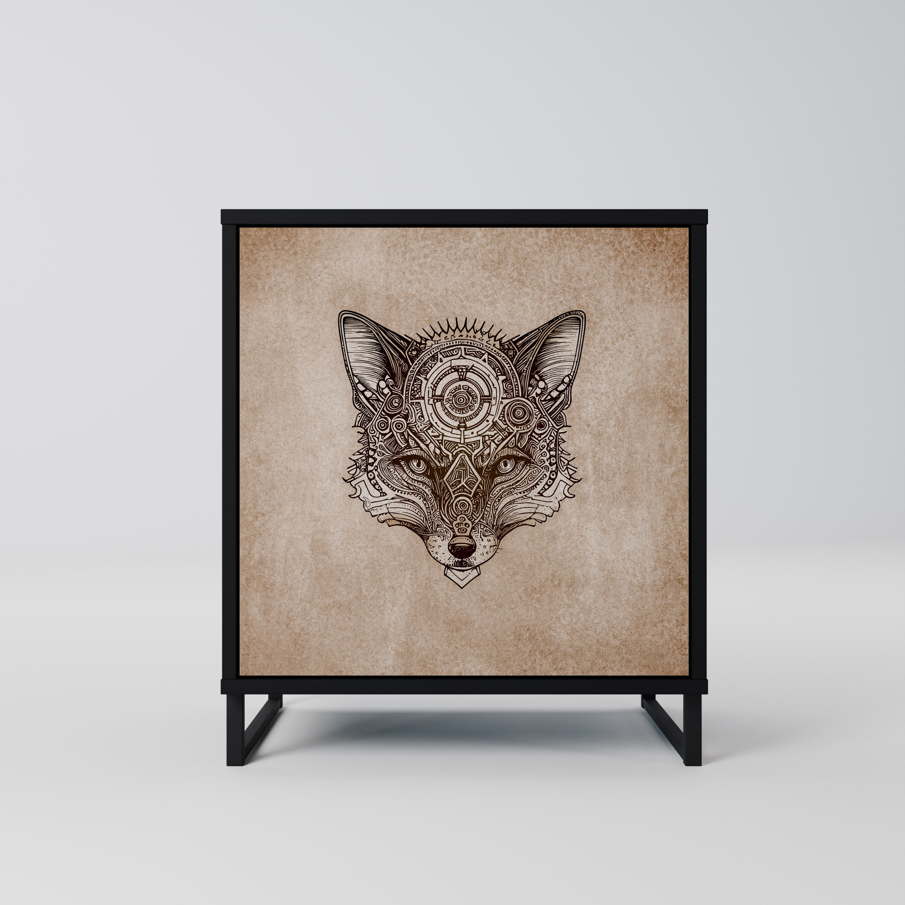 STEAMPUNK CLAN skänk med 1 dörr i svart finish