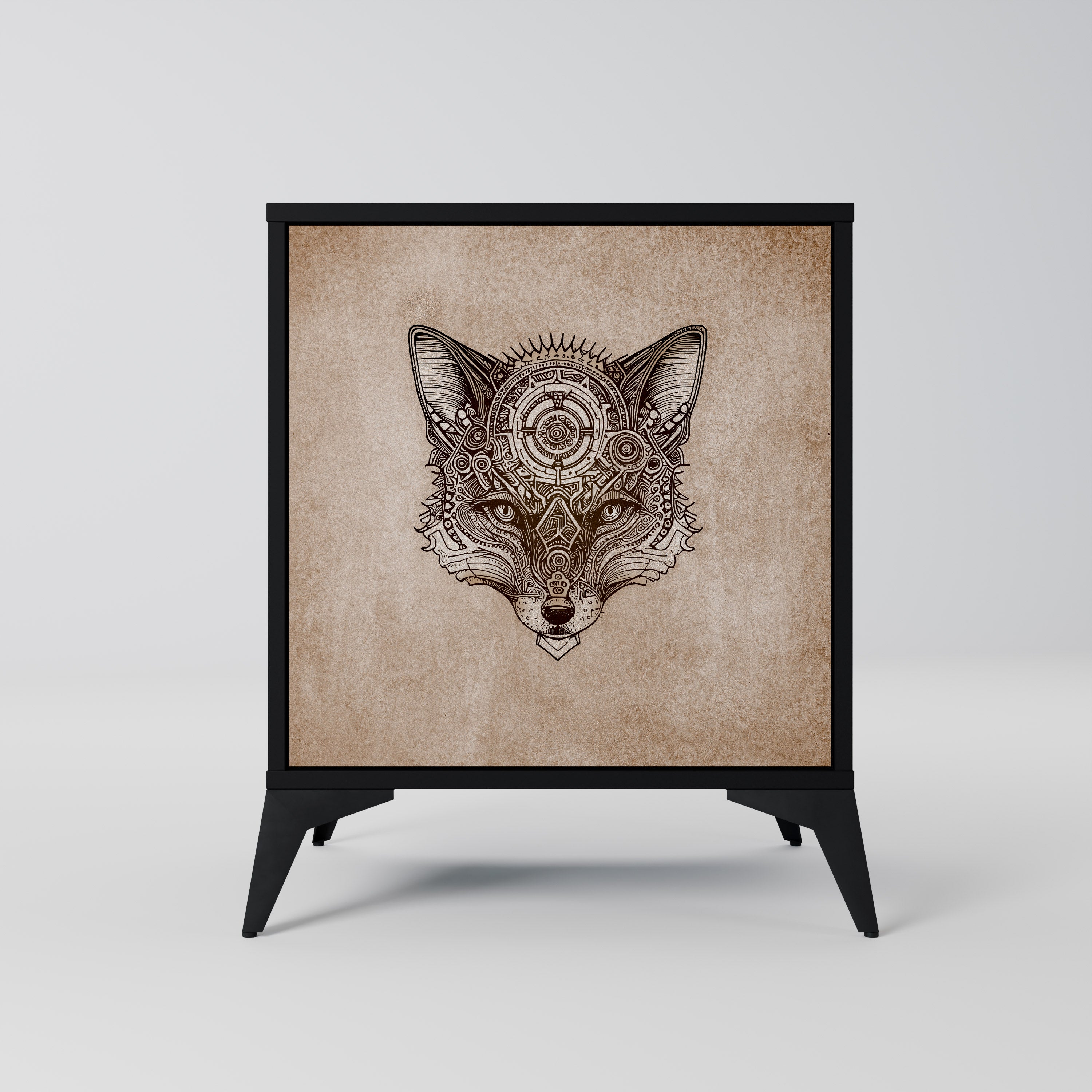 STEAMPUNK CLAN skänk med 1 dörr i svart finish