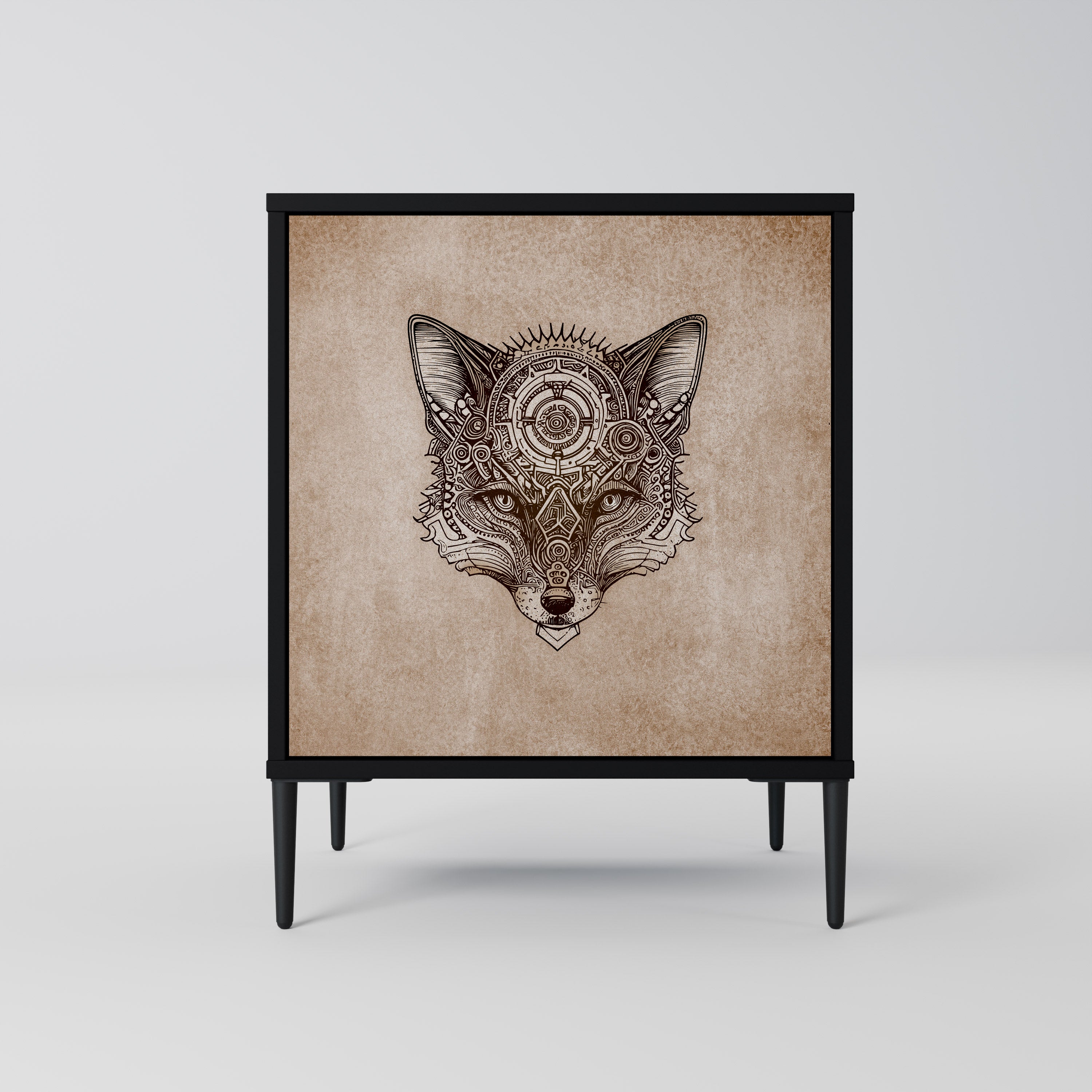 STEAMPUNK CLAN skänk med 1 dörr i svart finish