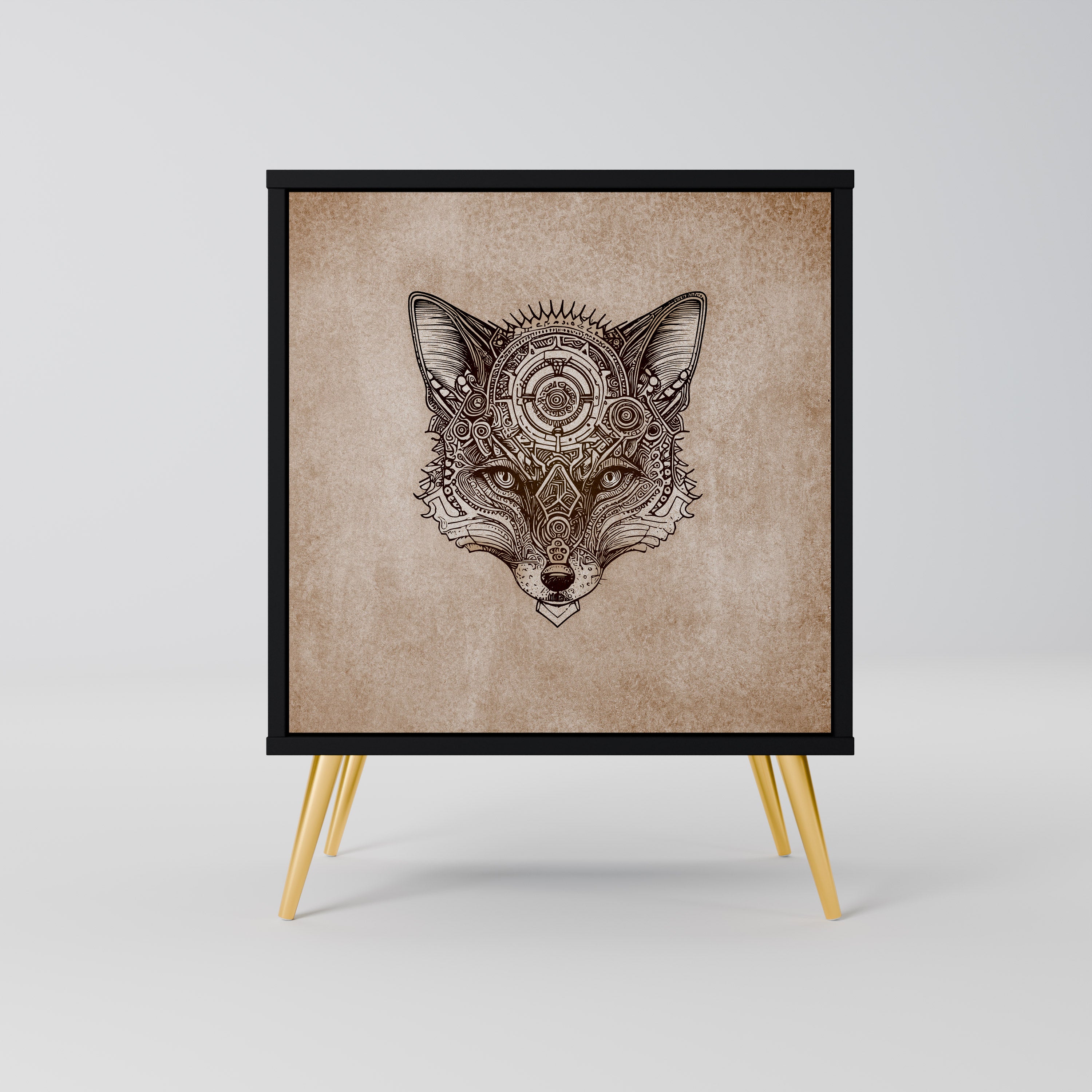 STEAMPUNK CLAN skänk med 1 dörr i svart finish