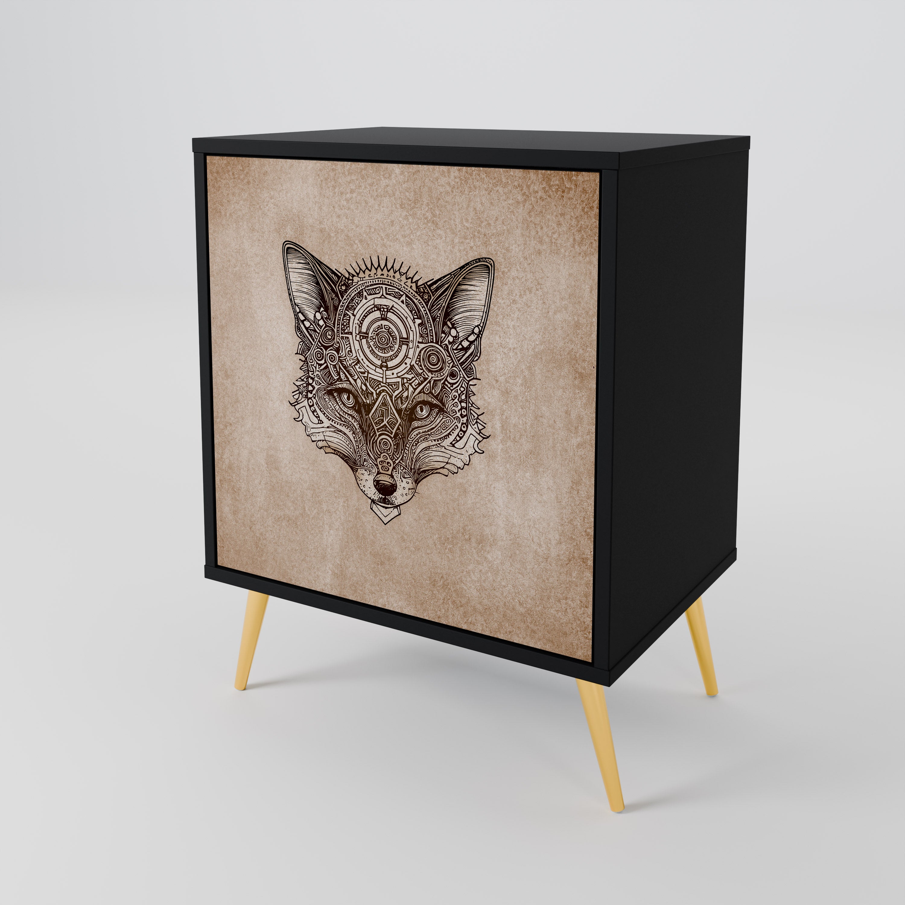 STEAMPUNK CLAN skänk med 1 dörr i svart finish