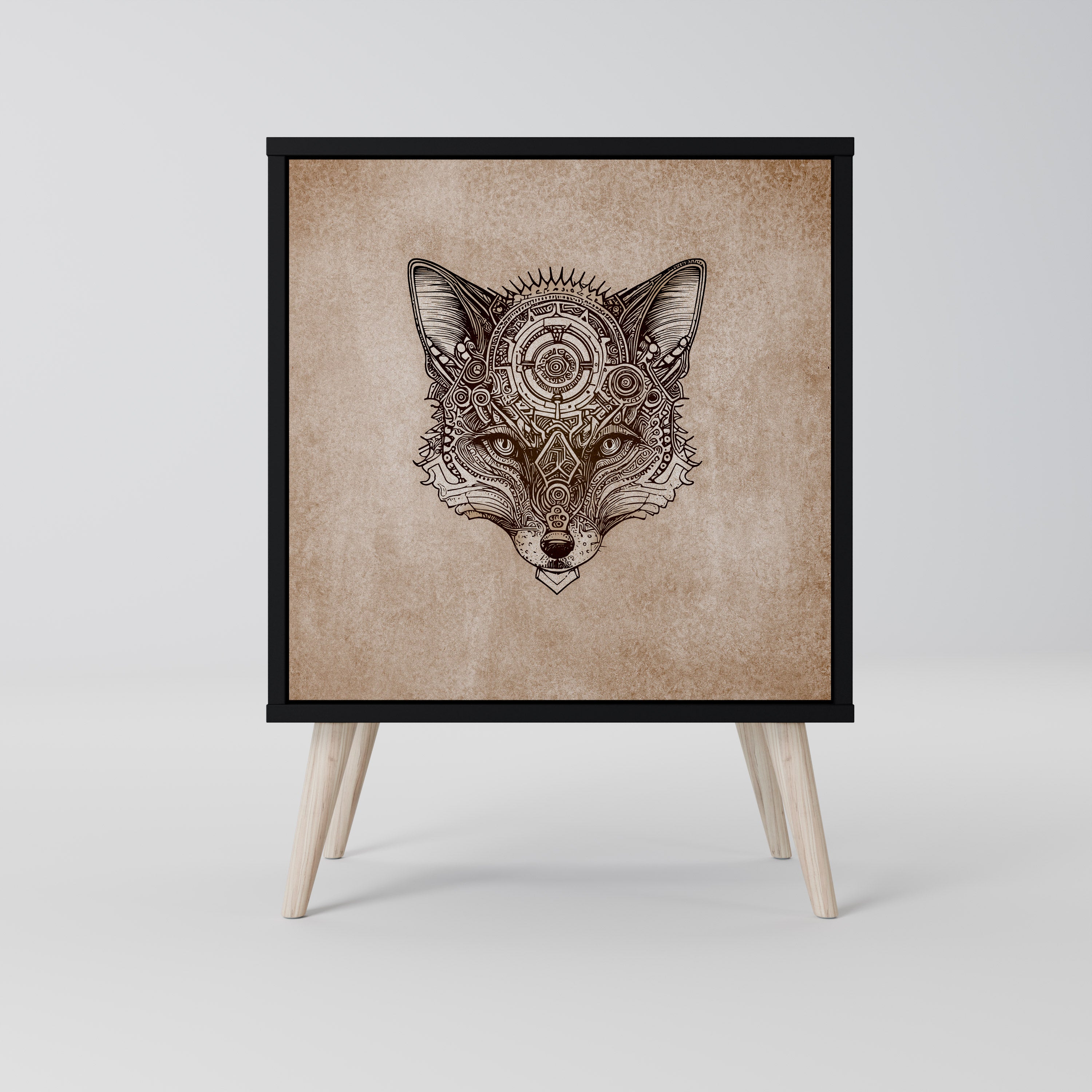 STEAMPUNK CLAN skänk med 1 dörr i svart finish