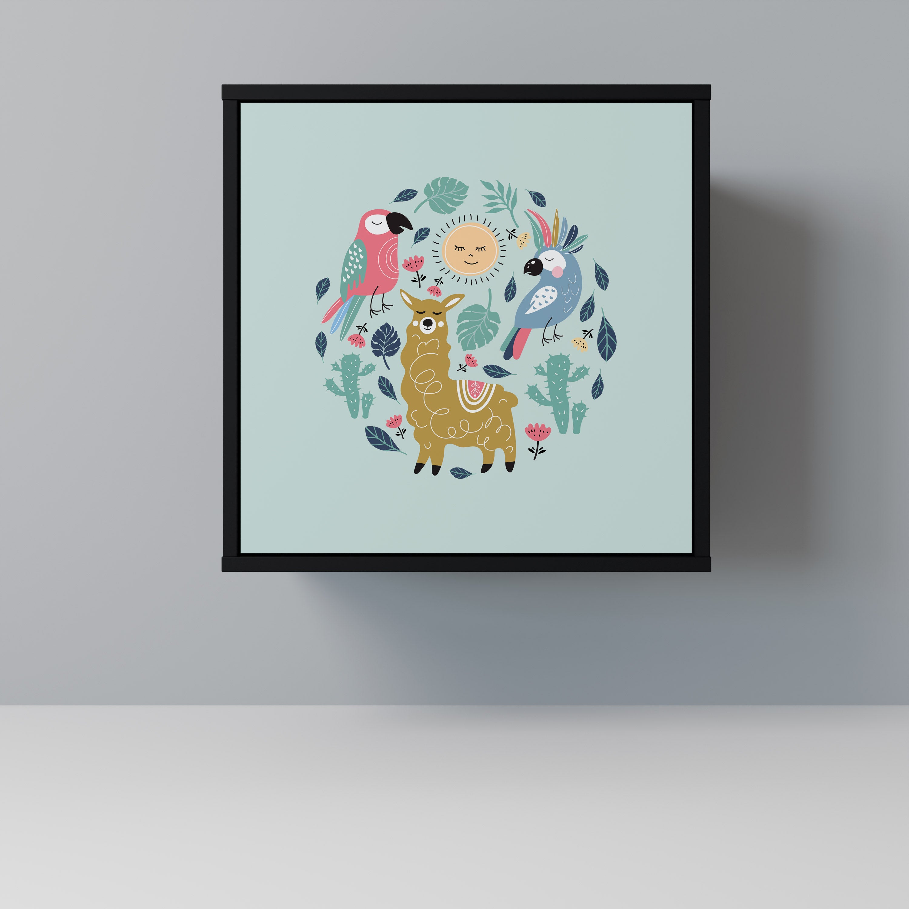 FÄRGGLADA ALPACKAS 1-dörrs skänk i svart finish