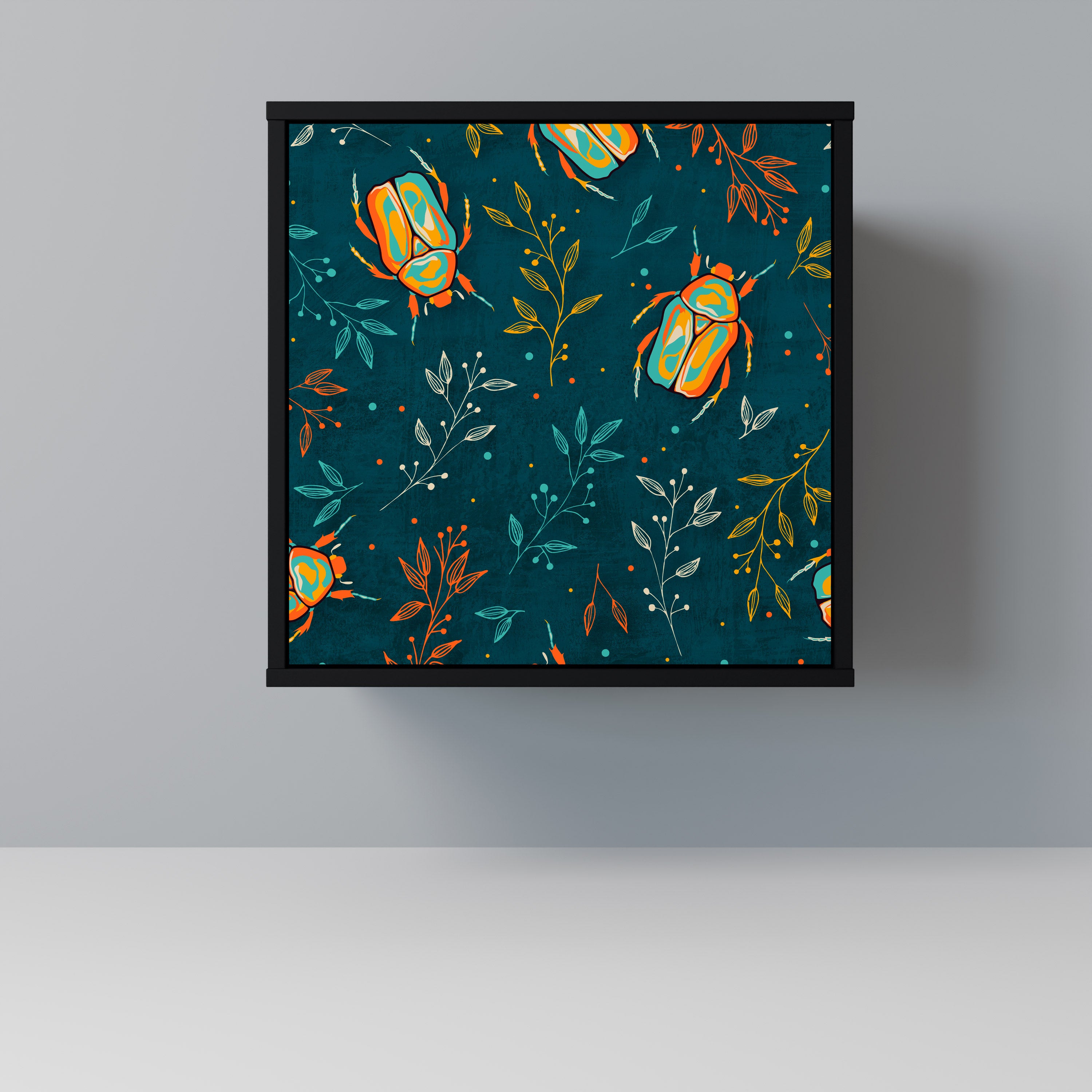 AUTUMN INSECTS skänk med 1 dörr i svart finish