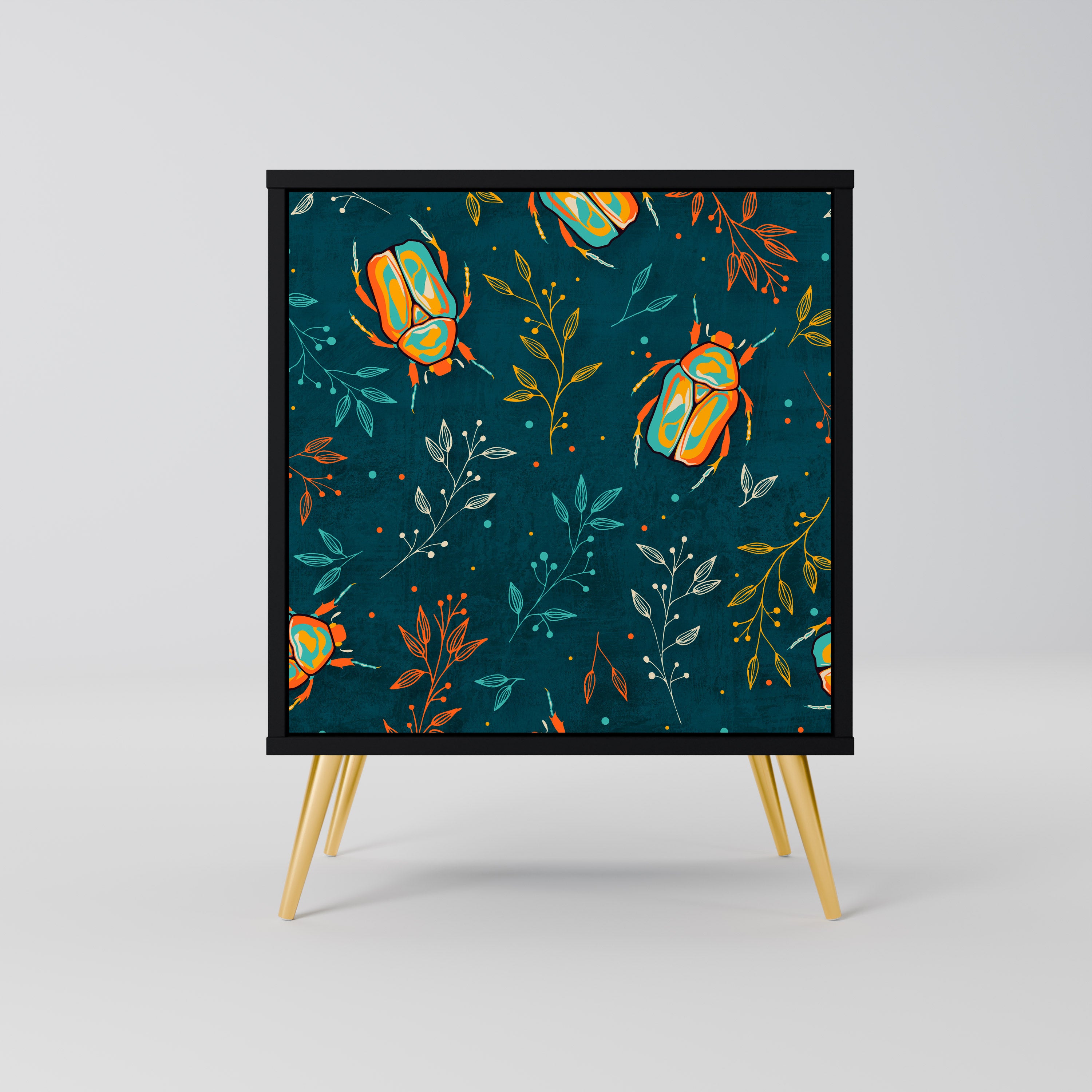 AUTUMN INSECTS skänk med 1 dörr i svart finish