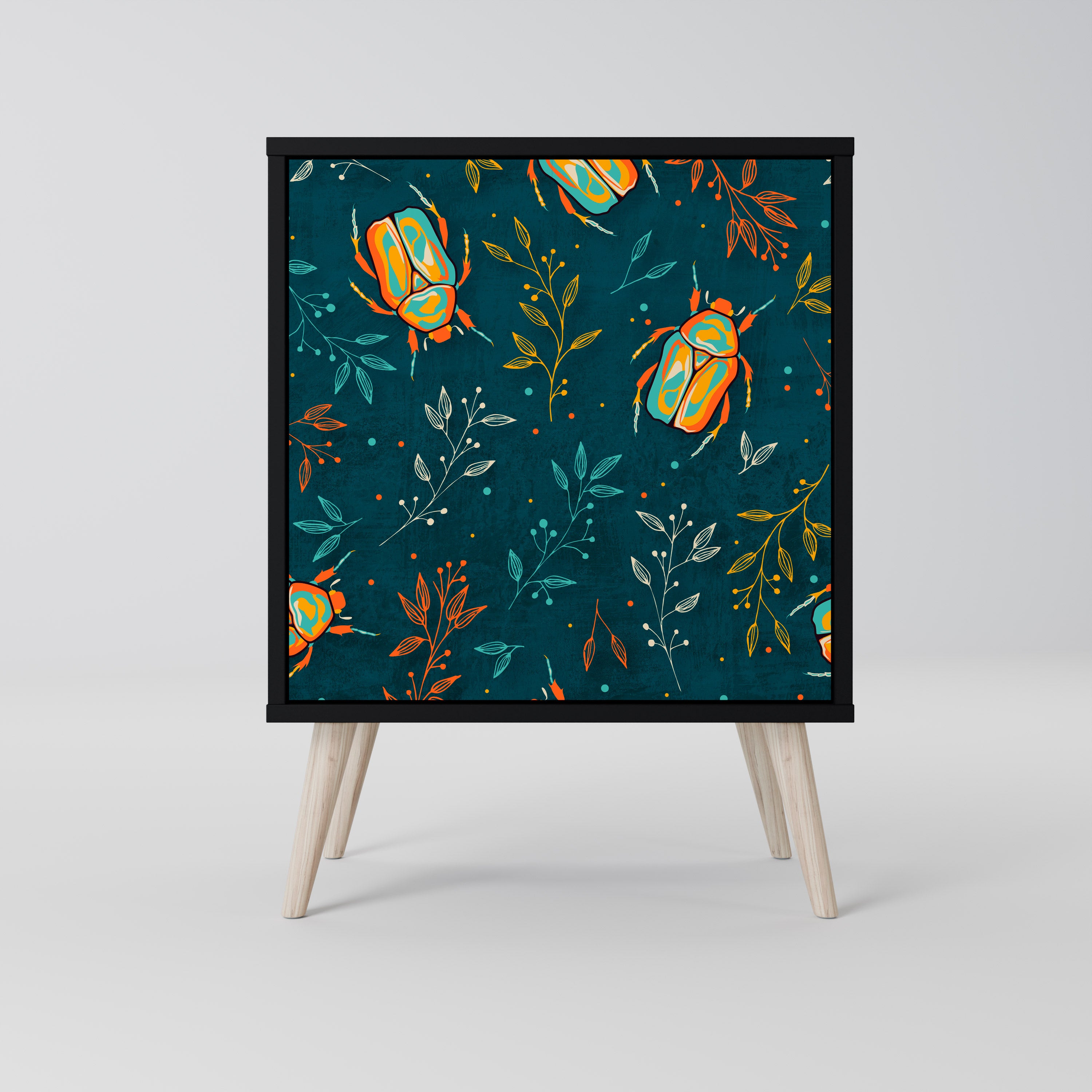 AUTUMN INSECTS skänk med 1 dörr i svart finish