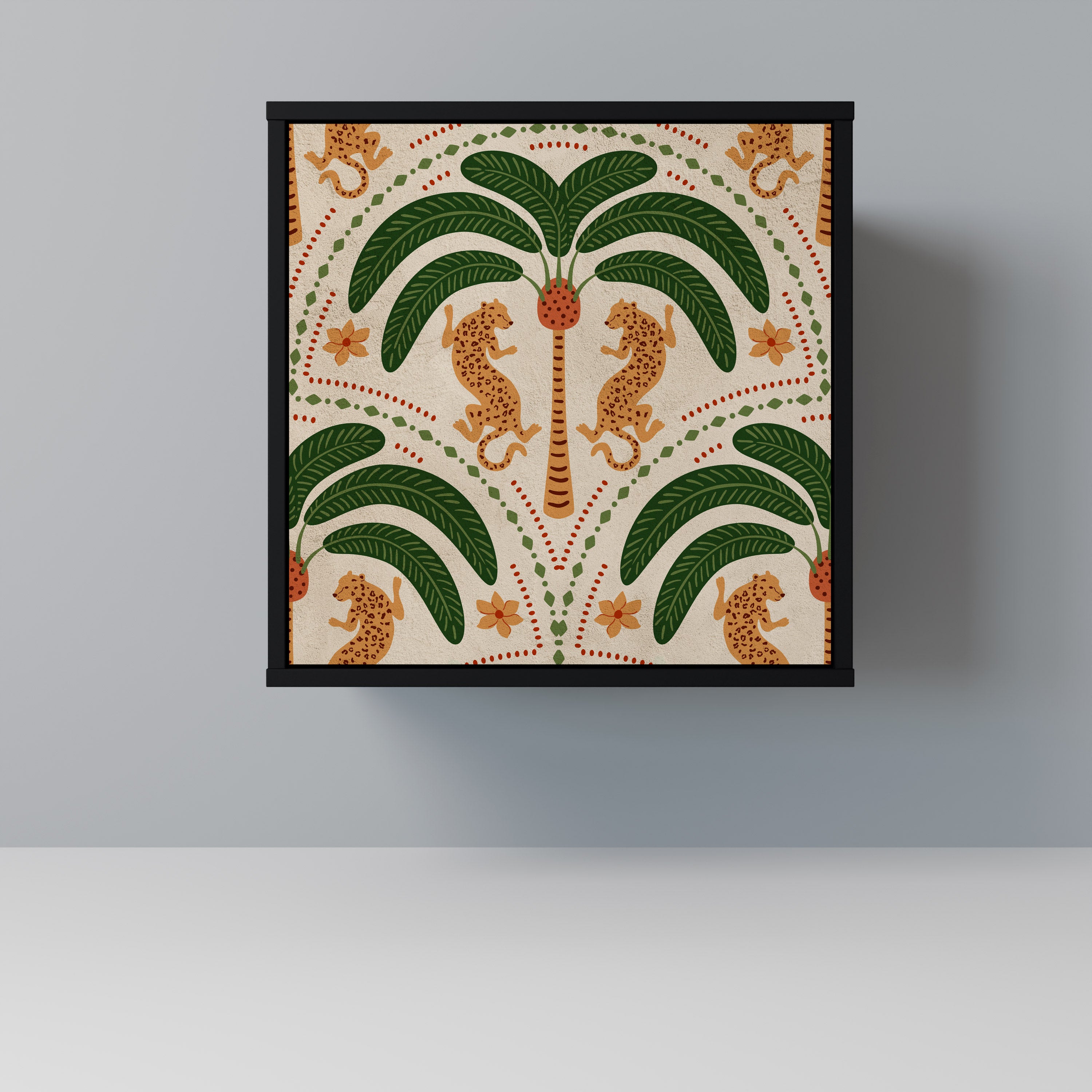 DANCING PREDATORS Skänk med 1 dörr i svart finish