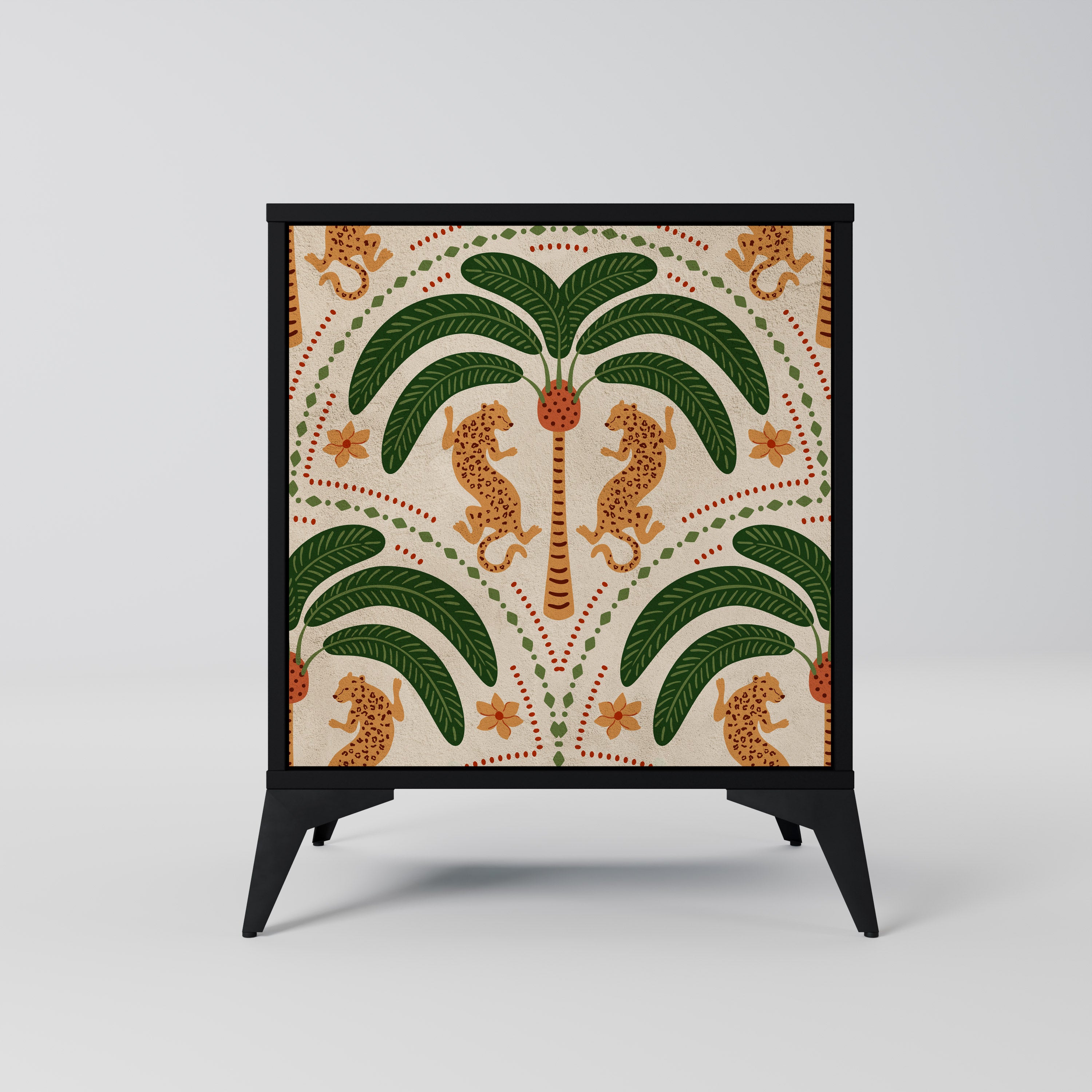 DANCING PREDATORS Skänk med 1 dörr i svart finish