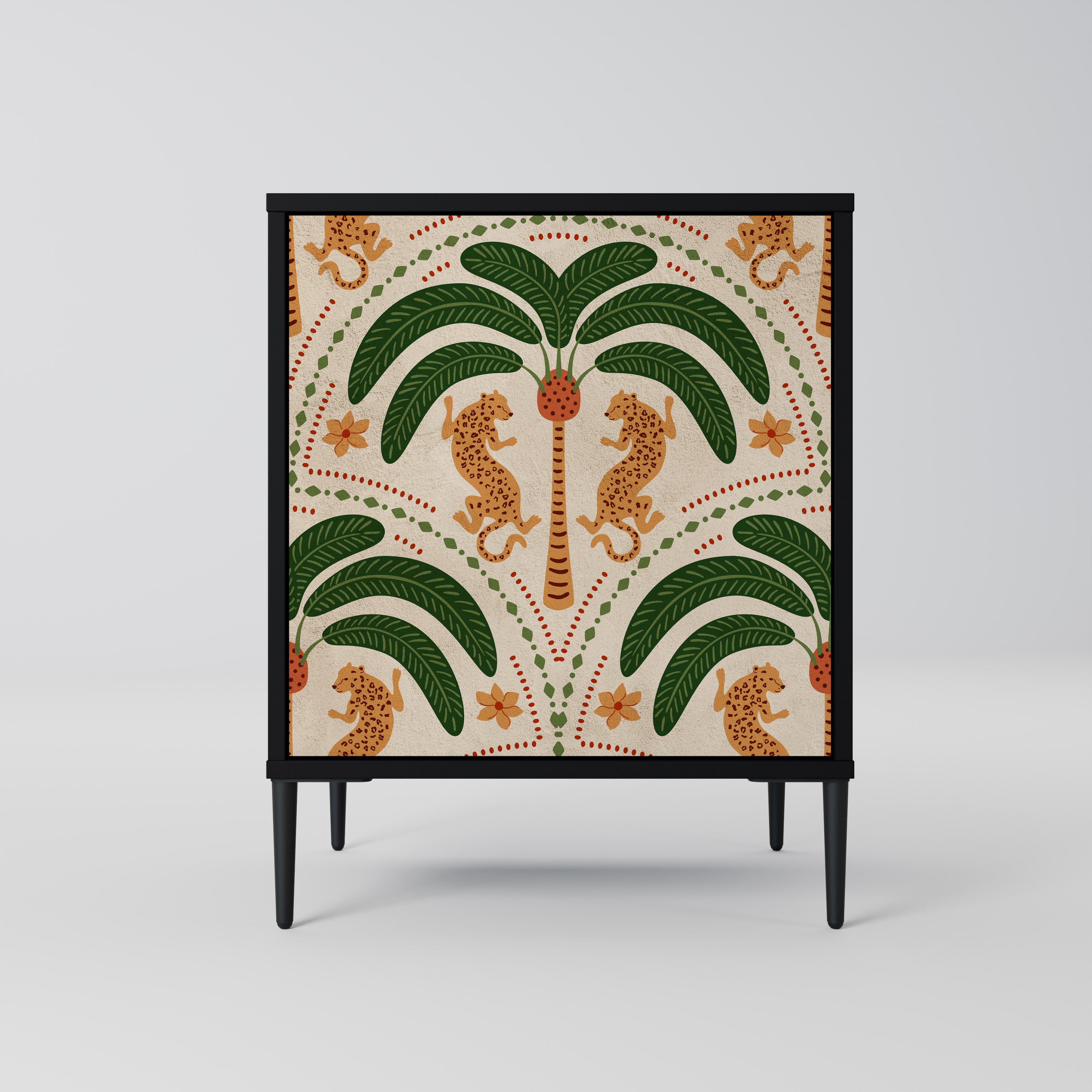 DANCING PREDATORS Skänk med 1 dörr i svart finish