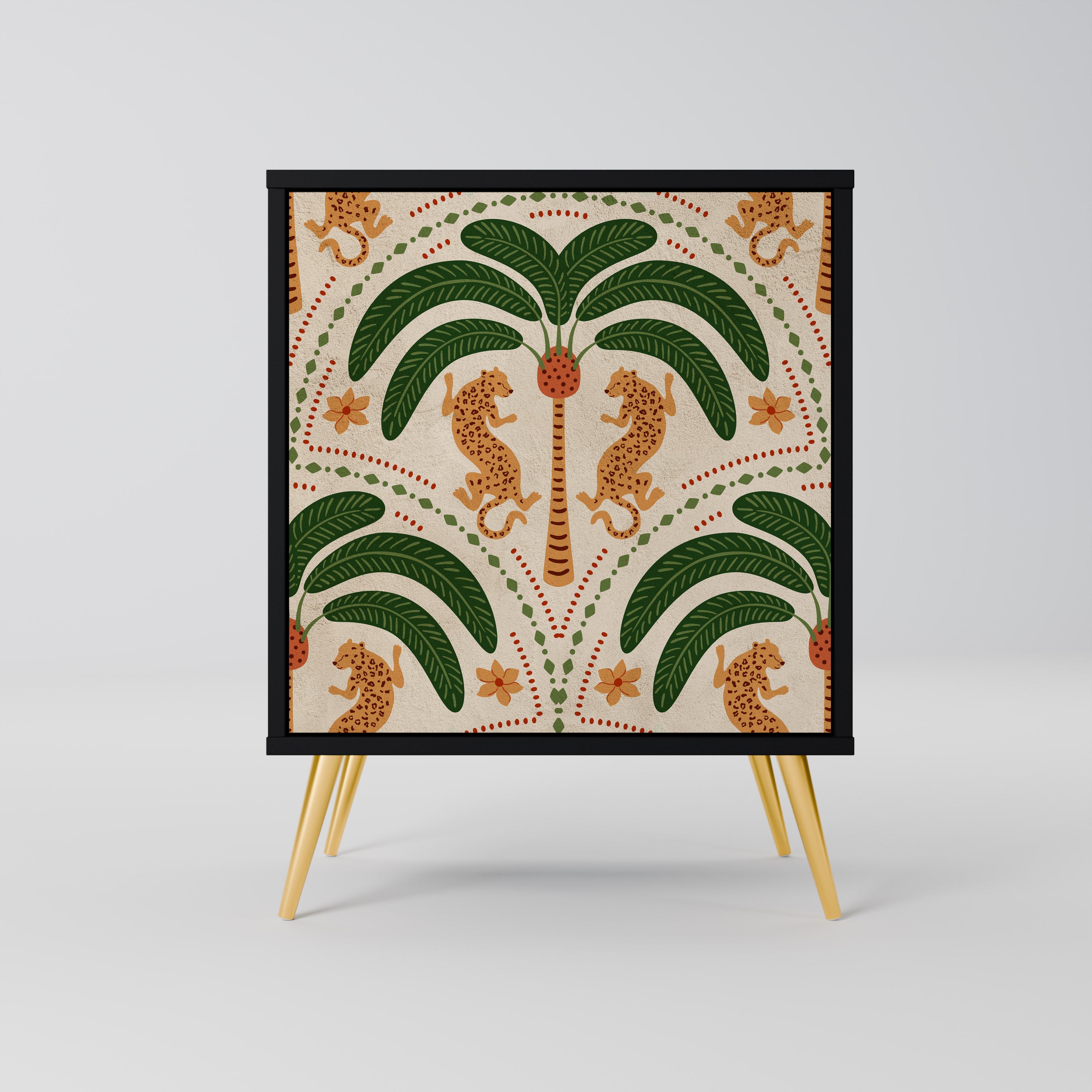 DANCING PREDATORS Skänk med 1 dörr i svart finish