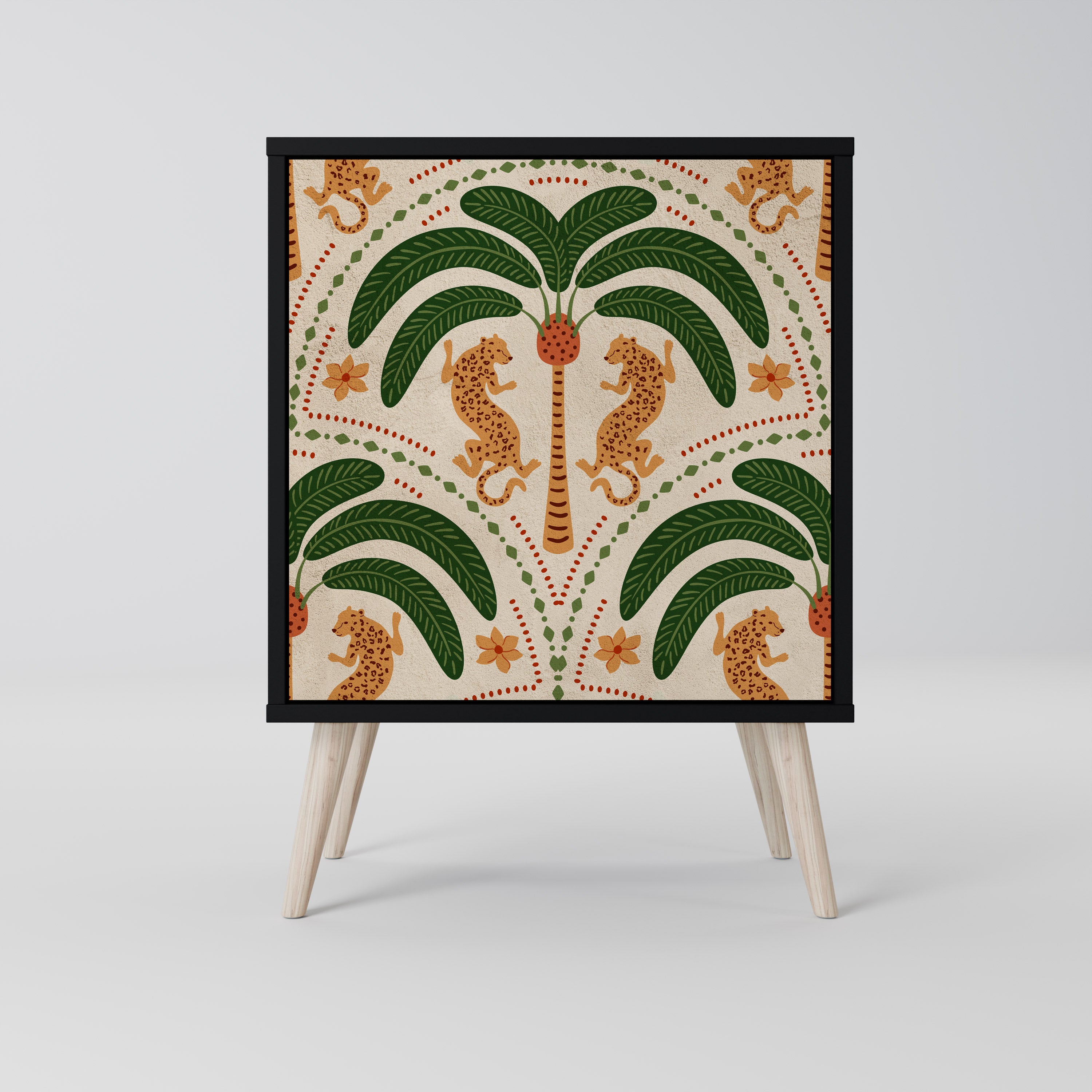 DANCING PREDATORS Skänk med 1 dörr i svart finish