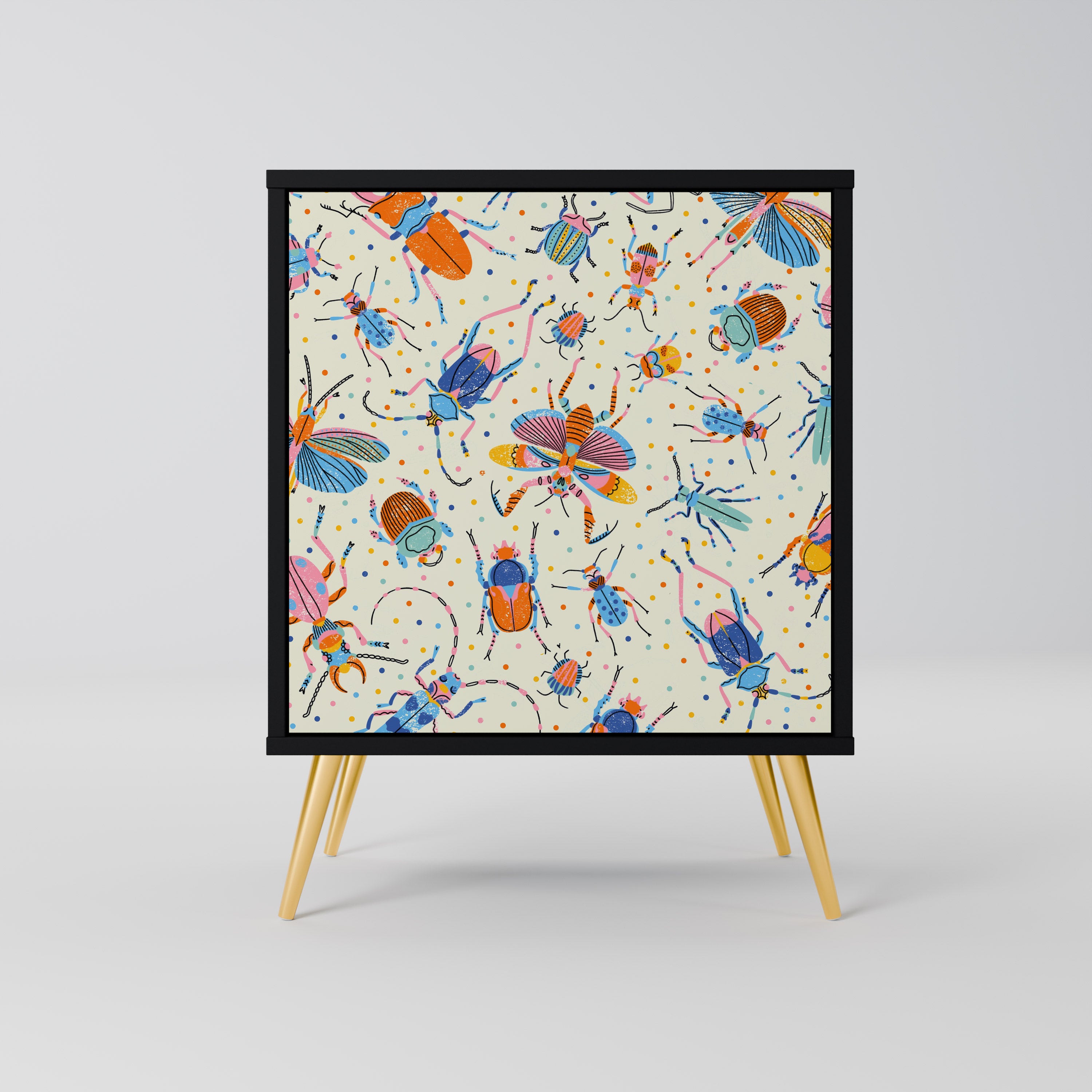 FÄRGGLADA INSEKTER 1-dörrs skänk i svart finish