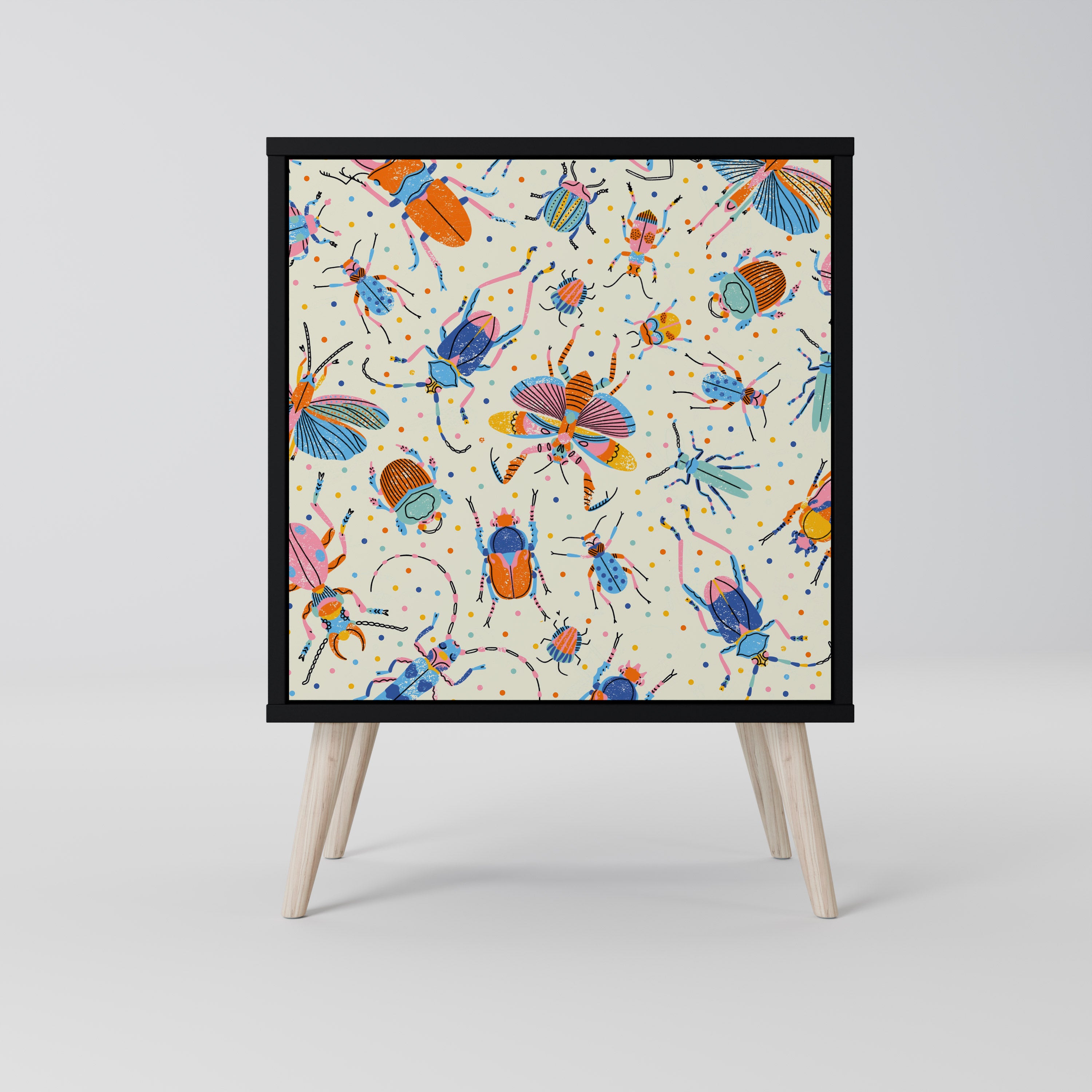 FÄRGGLADA INSEKTER 1-dörrs skänk i svart finish