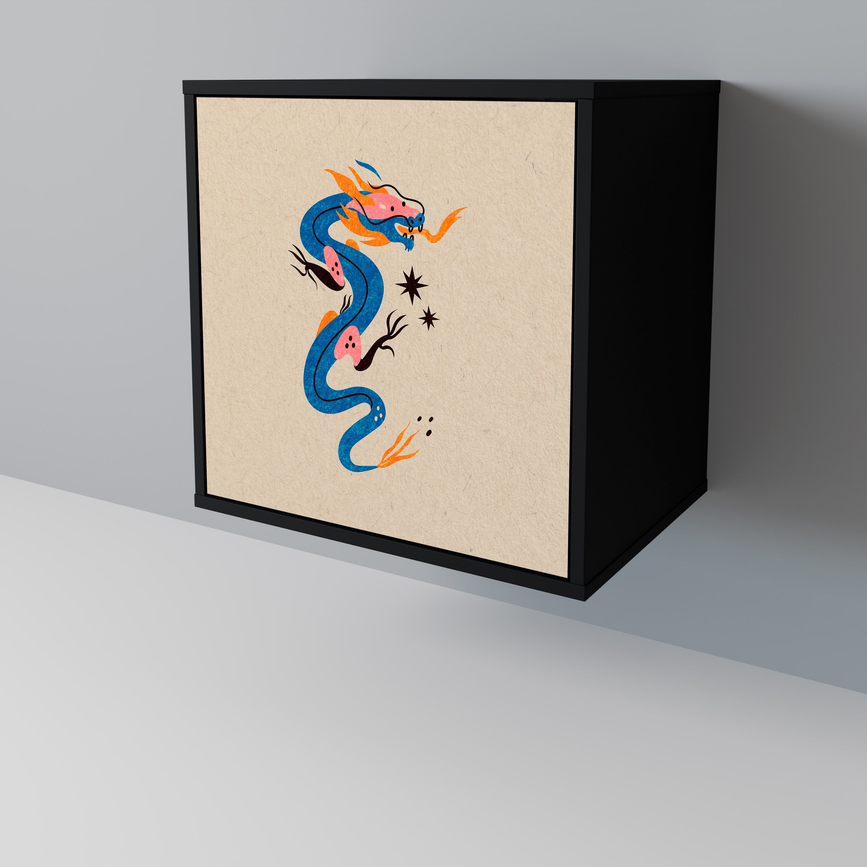 MYTOLOGISKA VARELSER Skänk med 1 dörr i svart finish