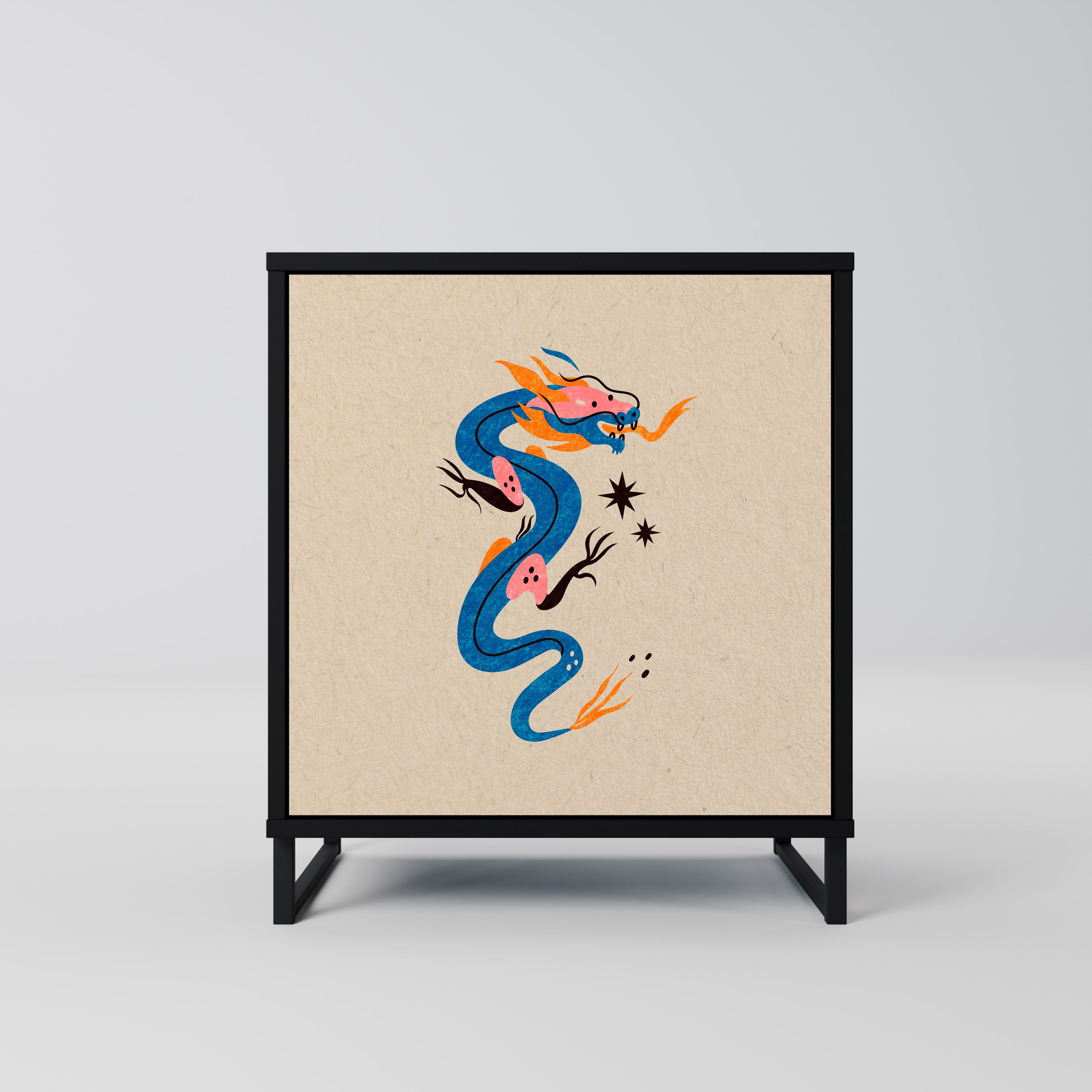 MYTOLOGISKA VARELSER Skänk med 1 dörr i svart finish