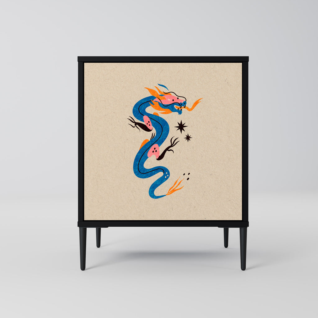 MYTOLOGISKA VARELSER Skänk med 1 dörr i svart finish