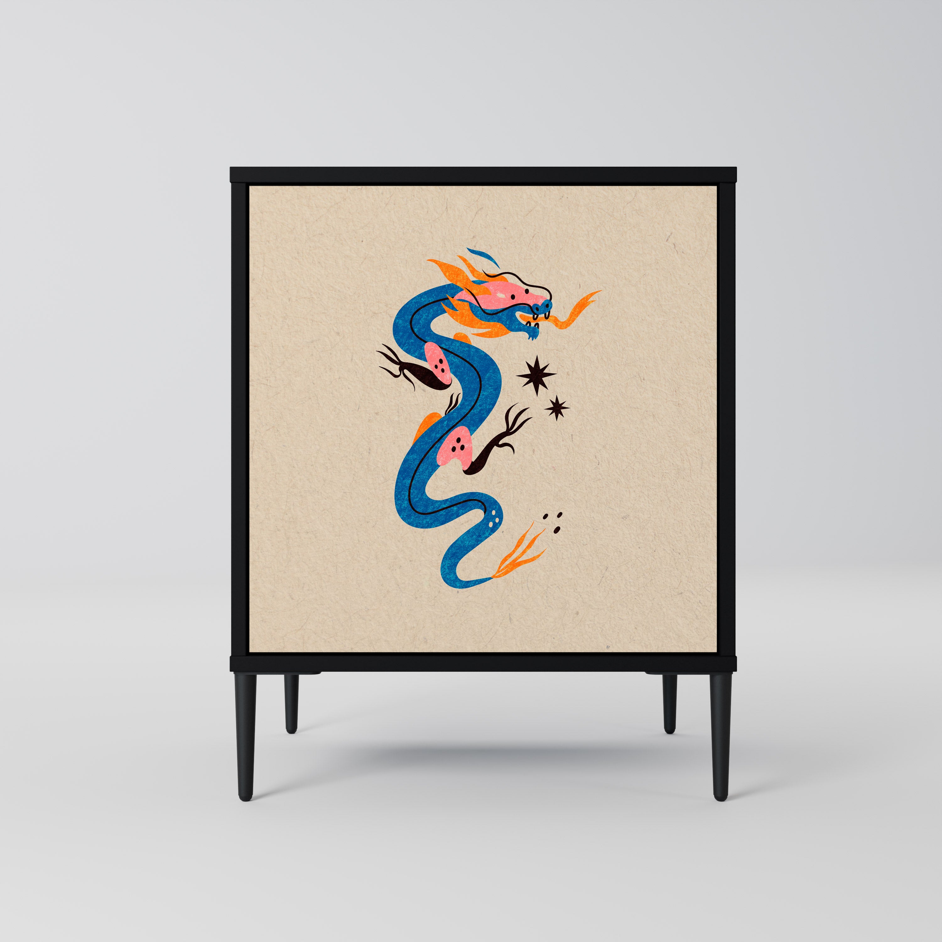 MYTOLOGISKA VARELSER Skänk med 1 dörr i svart finish