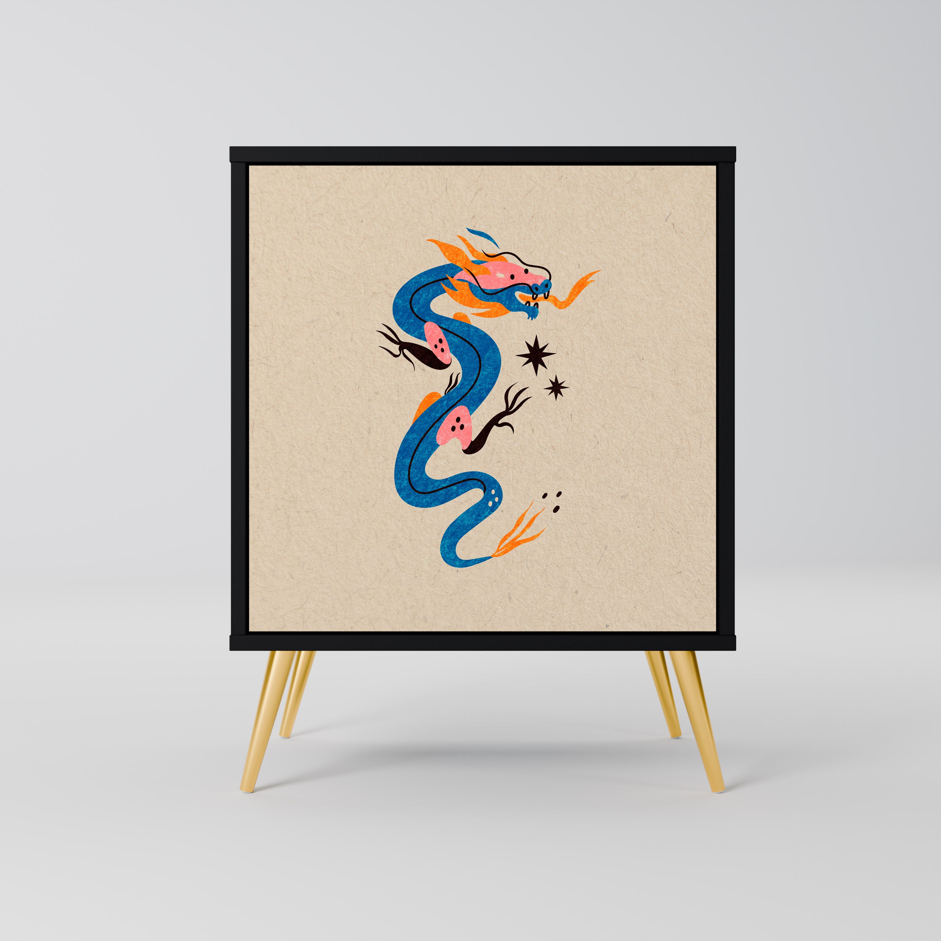 MYTOLOGISKA VARELSER Skänk med 1 dörr i svart finish