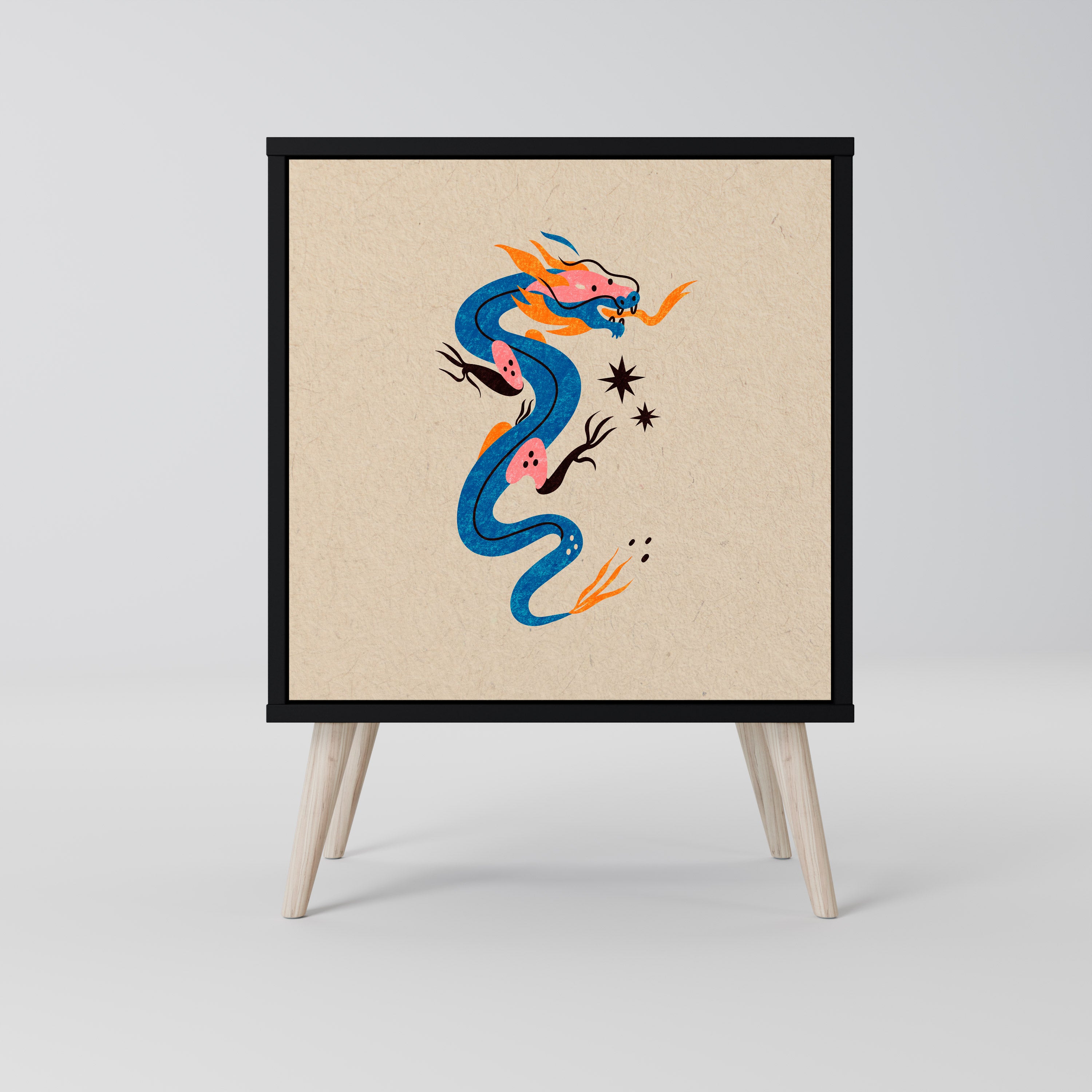 MYTOLOGISKA VARELSER Skänk med 1 dörr i svart finish