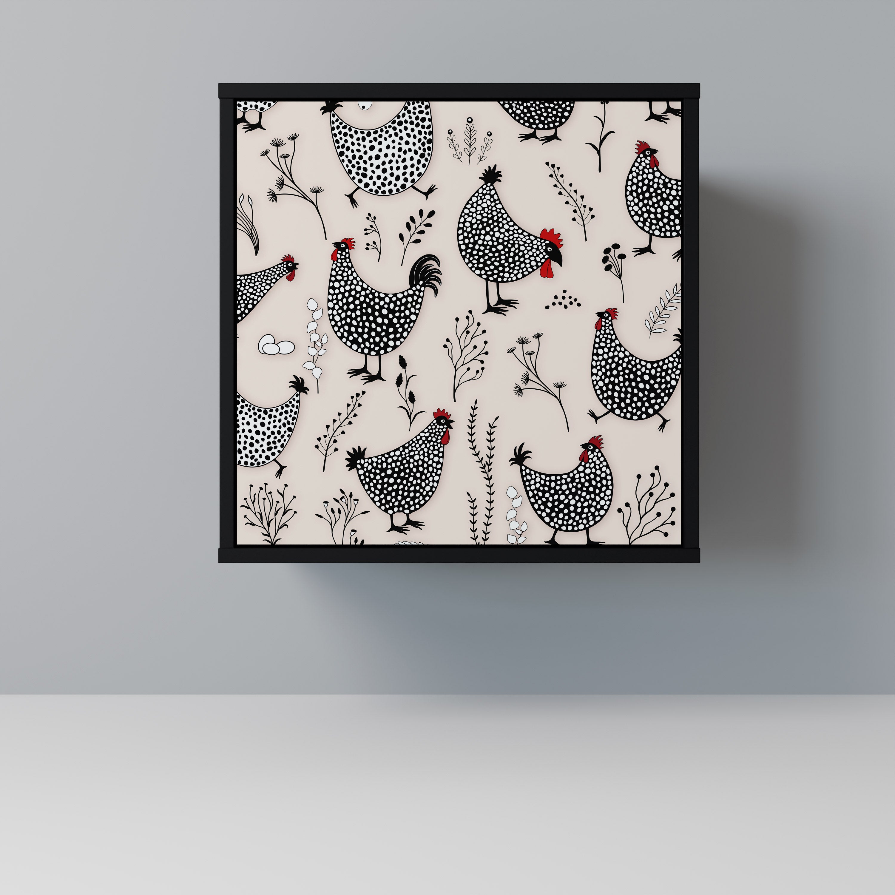 HAPPY HENS skänk med 1 dörr i svart finish