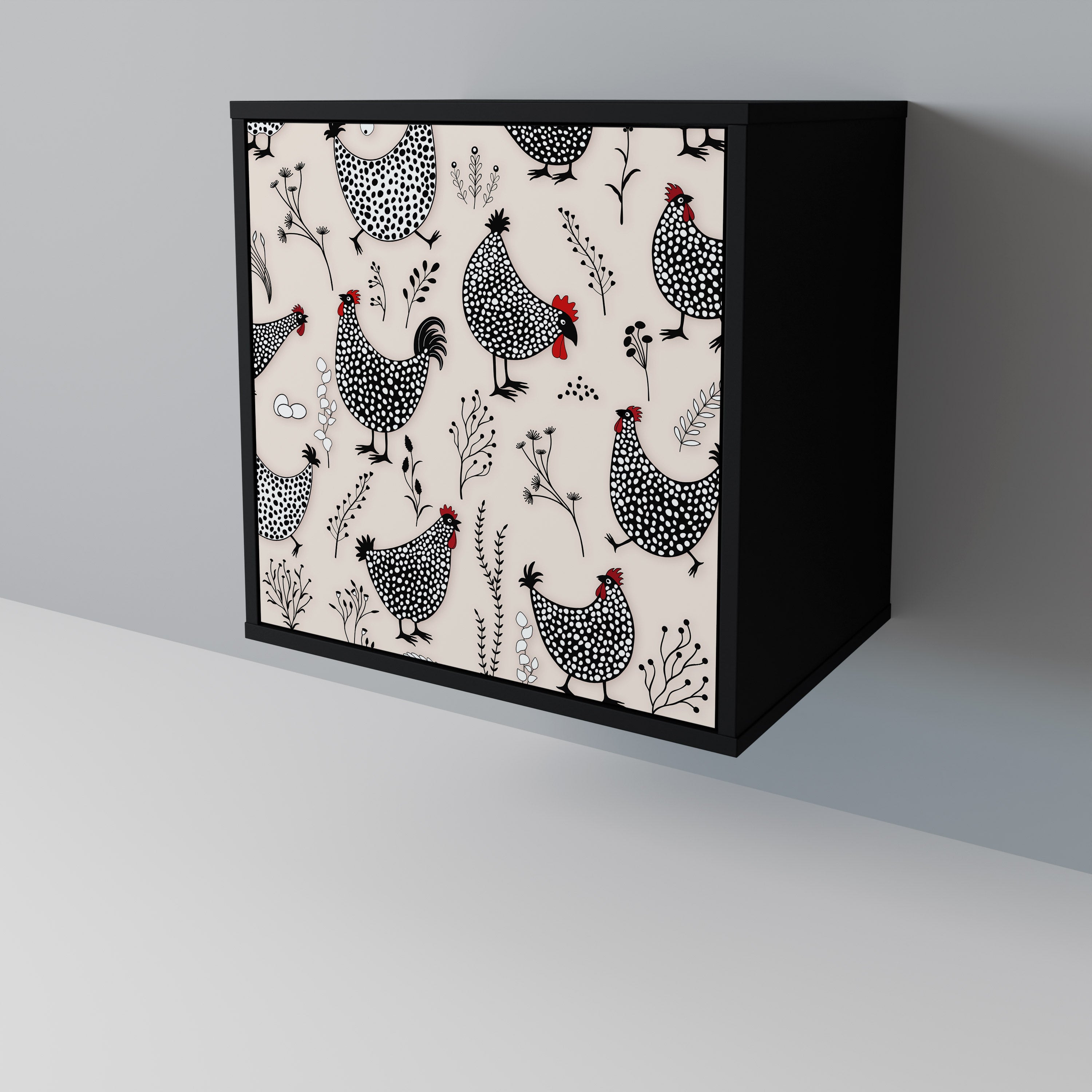 HAPPY HENS skänk med 1 dörr i svart finish