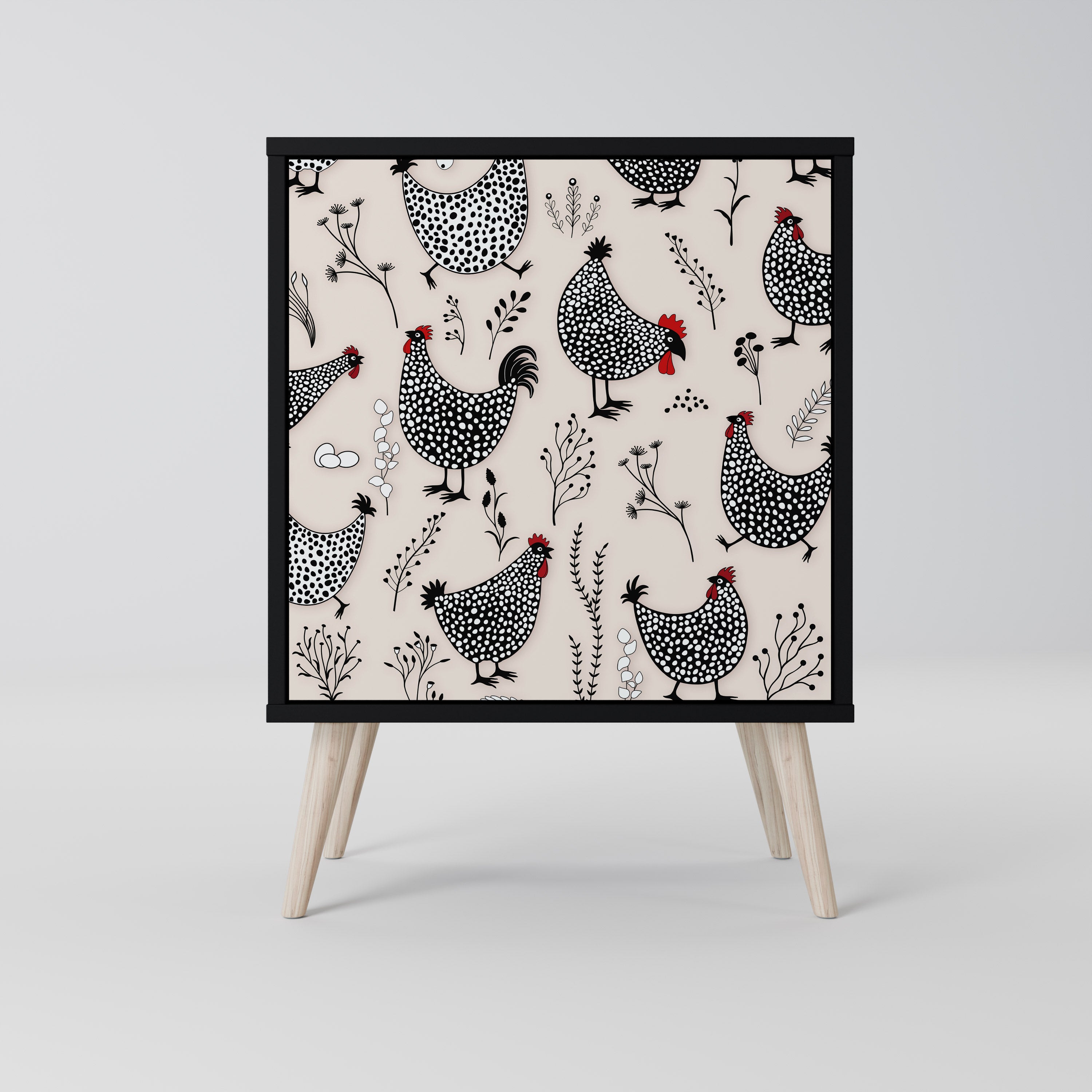 HAPPY HENS skänk med 1 dörr i svart finish