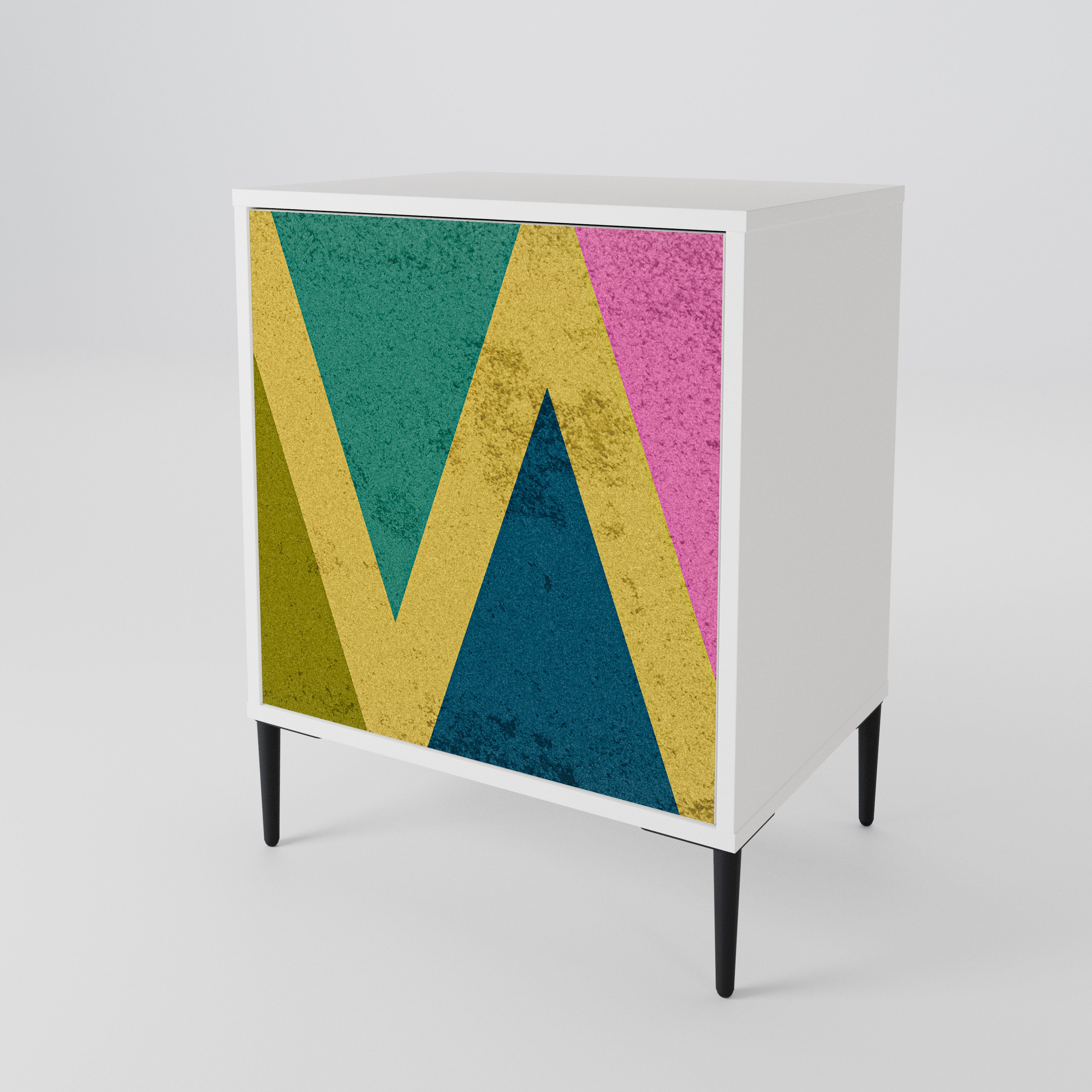 COLORFUL TRIANGLES Skänk med en dörr