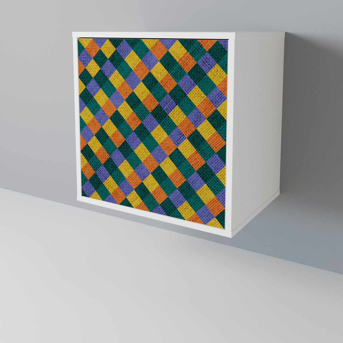 PAINTED SQUARES MIX 1-Door Sideboard