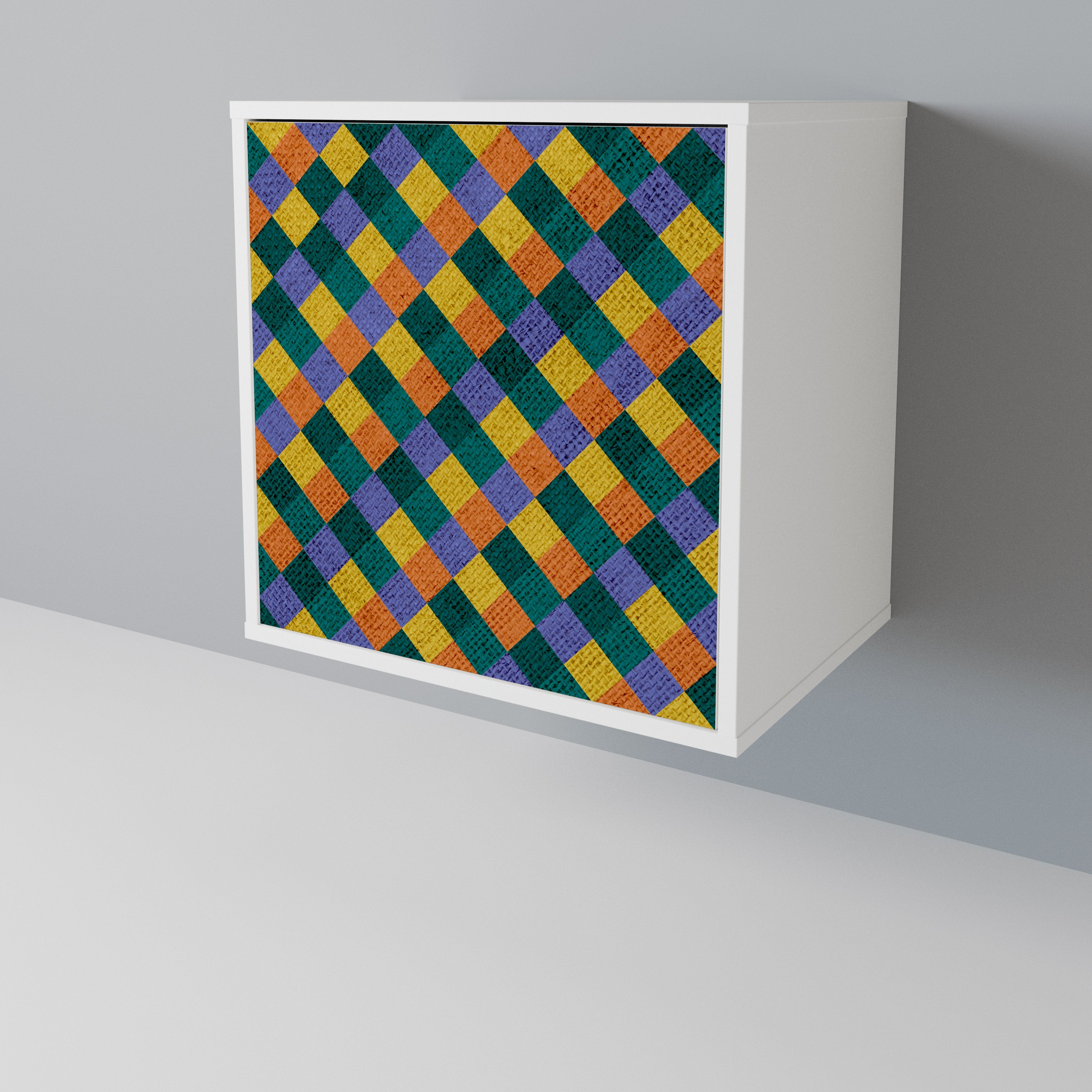 PAINTED SQUARES MIX Skänk med en dörr