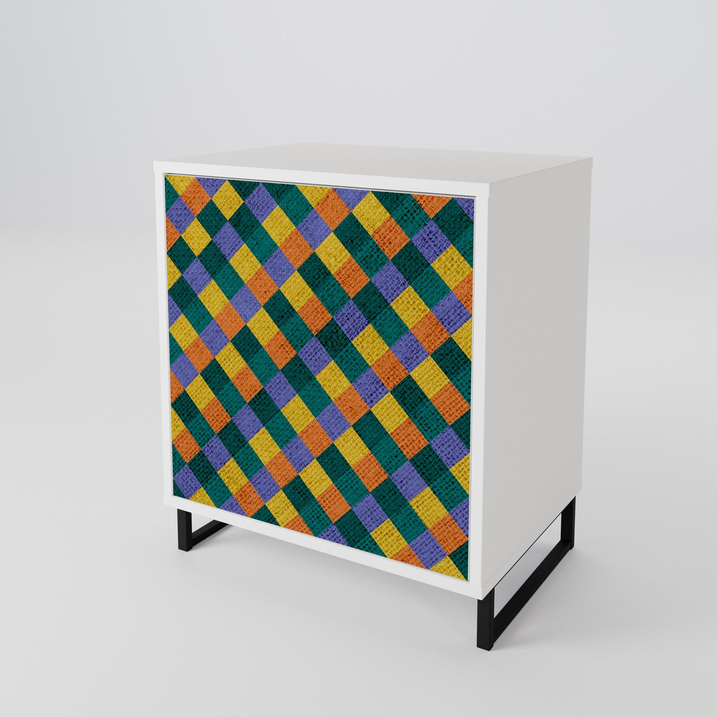 PAINTED SQUARES MIX 1-Door Sideboard