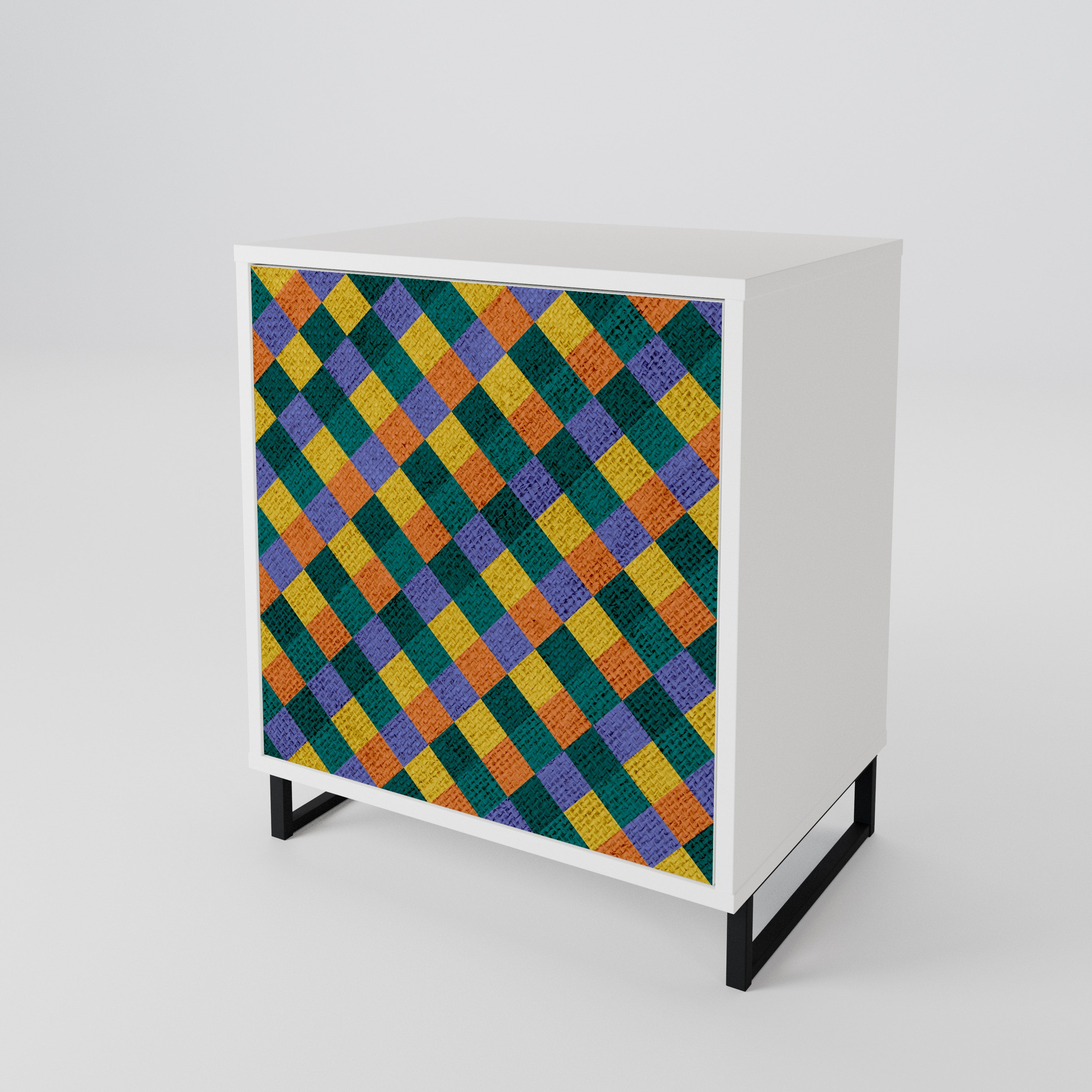 PAINTED SQUARES MIX Skänk med en dörr