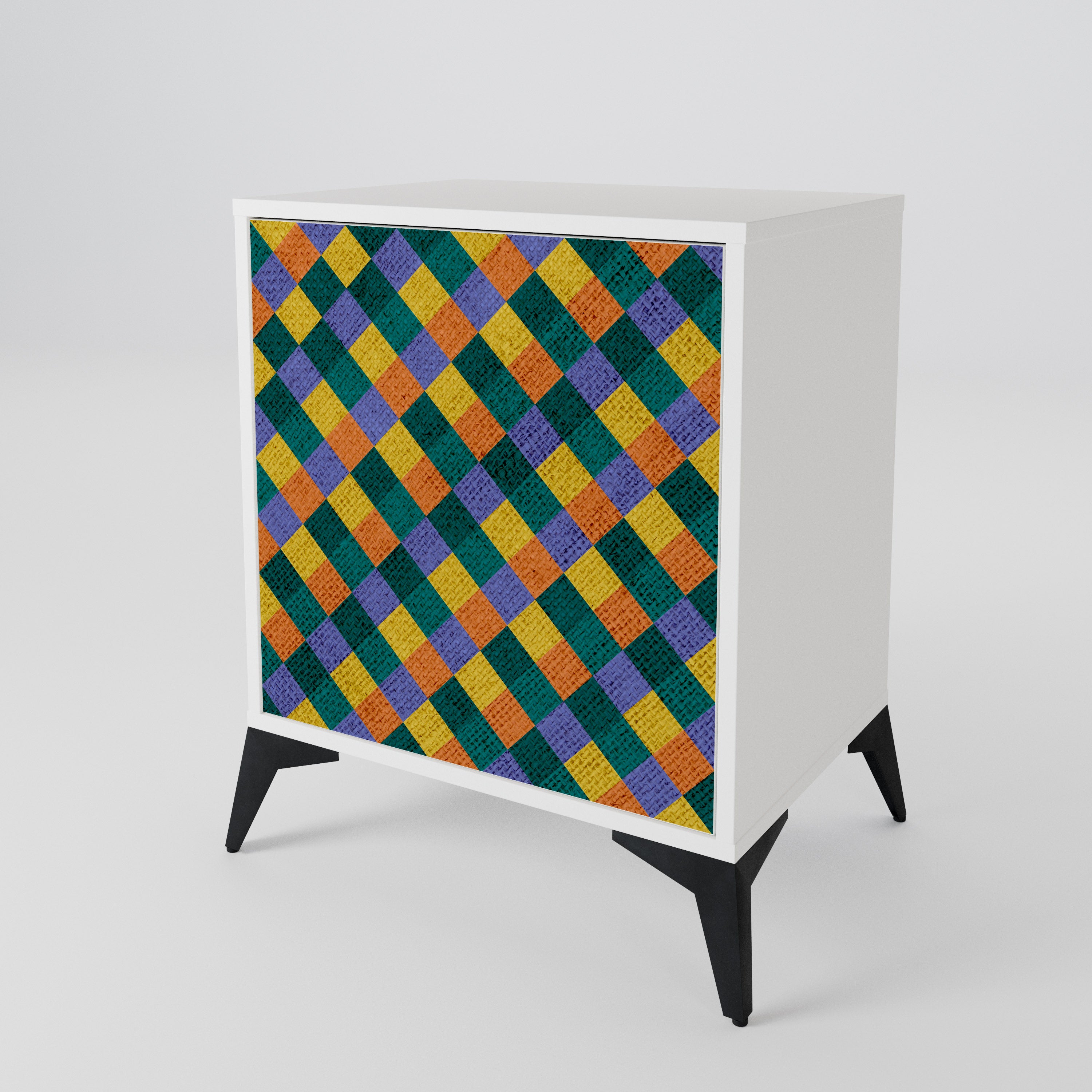 PAINTED SQUARES MIX Skänk med en dörr