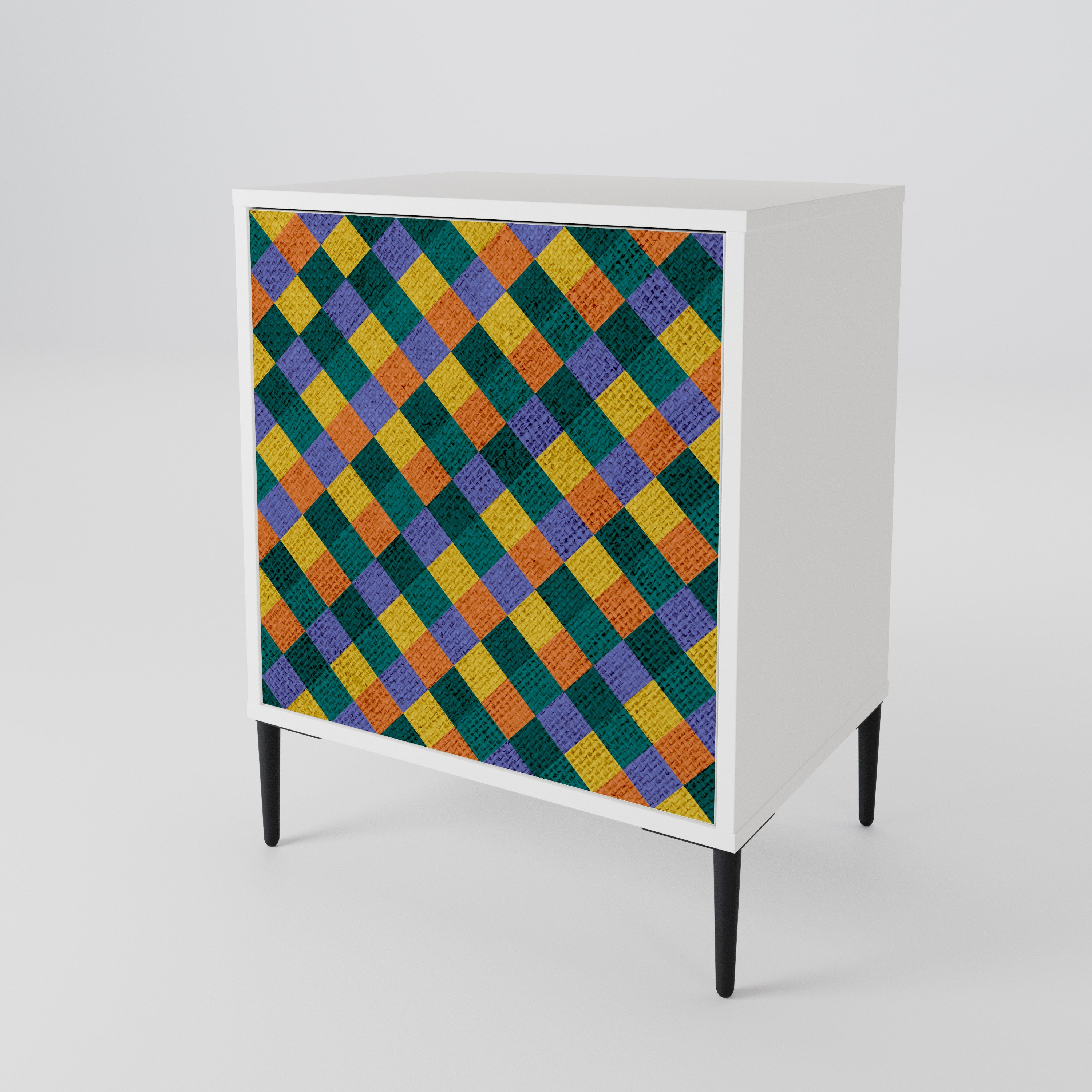 PAINTED SQUARES MIX Skänk med en dörr