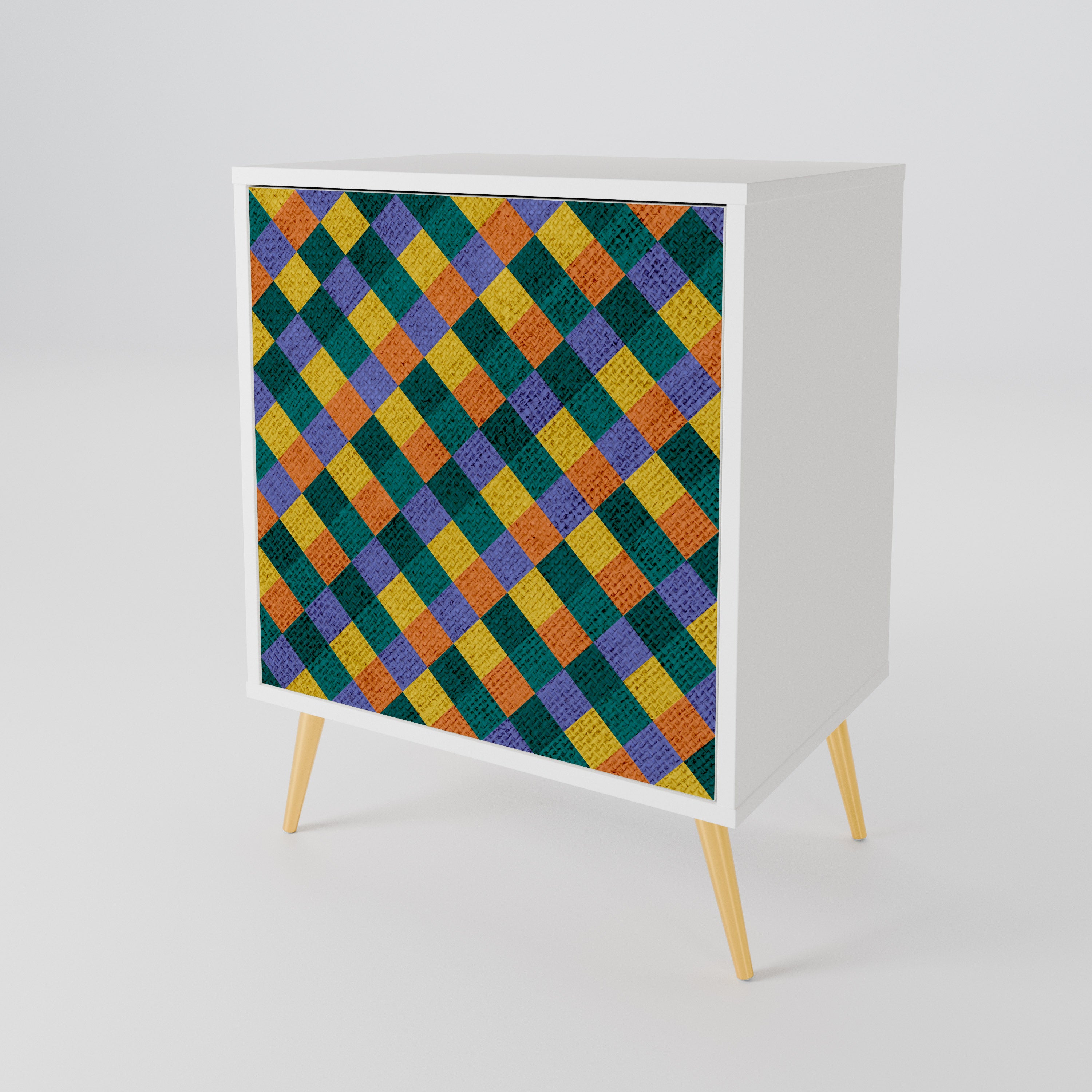 PAINTED SQUARES MIX Skänk med en dörr