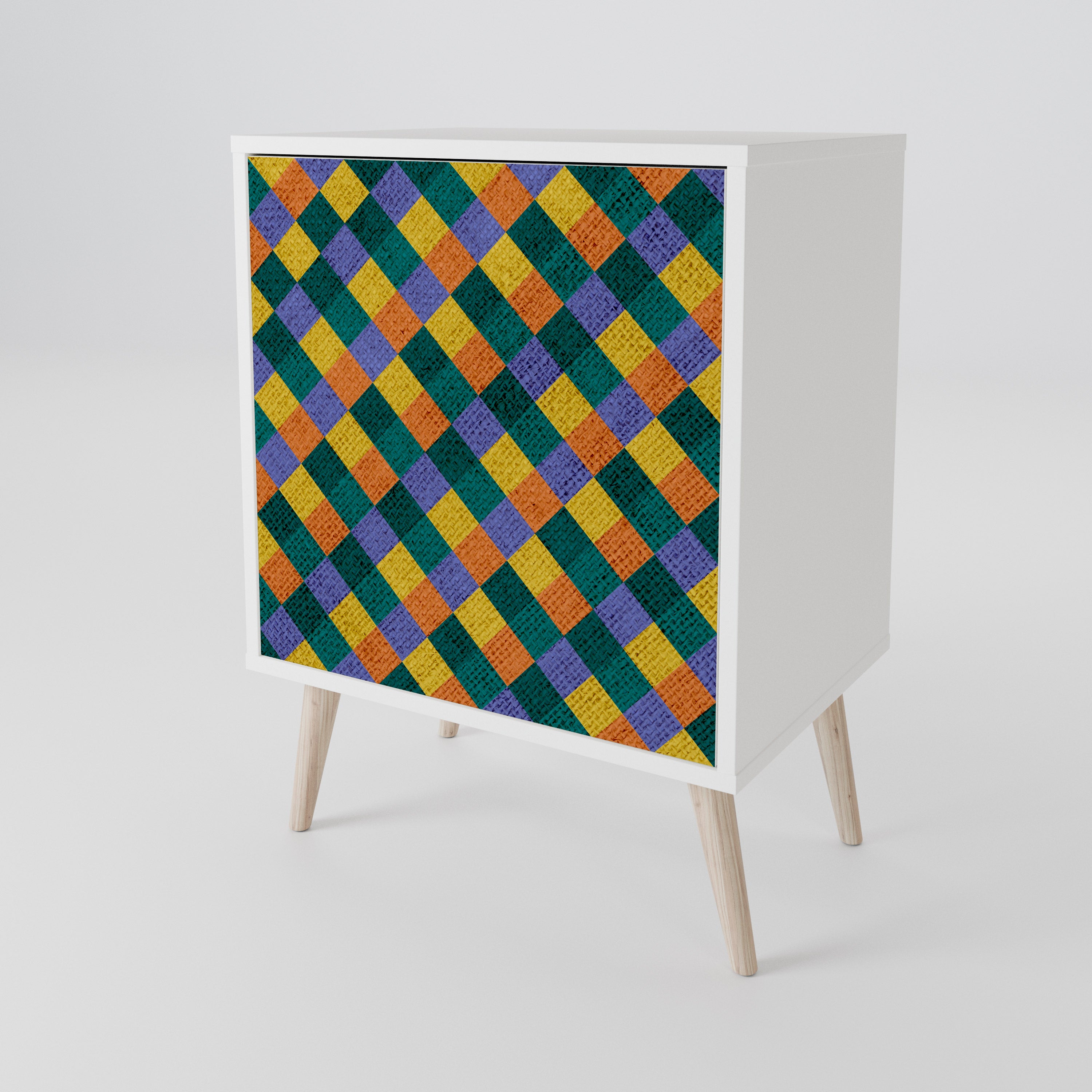 PAINTED SQUARES MIX Skänk med en dörr