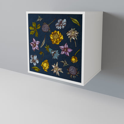 FLOWERS ON NAVY BLUE Skänk med en dörr