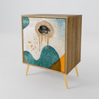 ABSTRACT FACES 1-Door Sideboard in Oak Effect