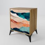 ABSTRACT LANDSCAPE 1-Door Sideboard in Oak Effect