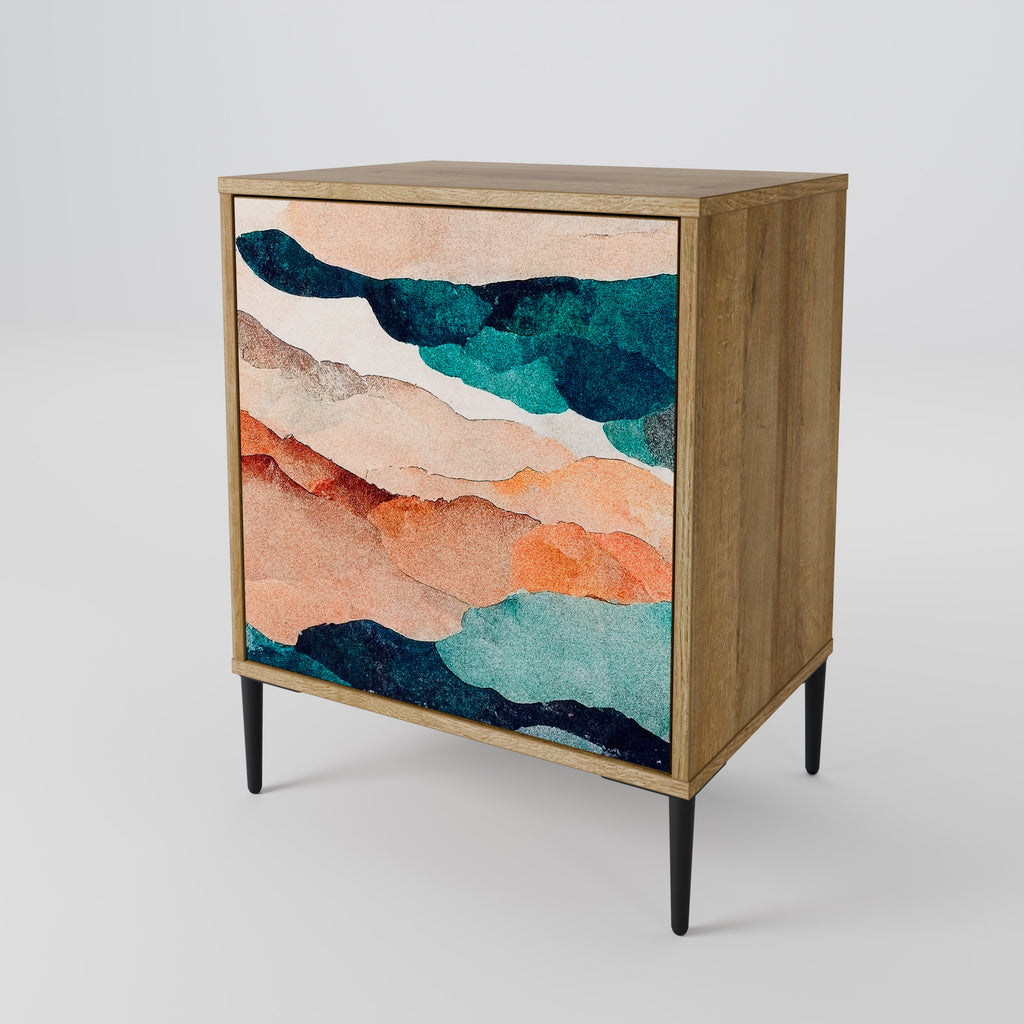 ABSTRACT LANDSCAPE 1-Door Sideboard in Oak Effect