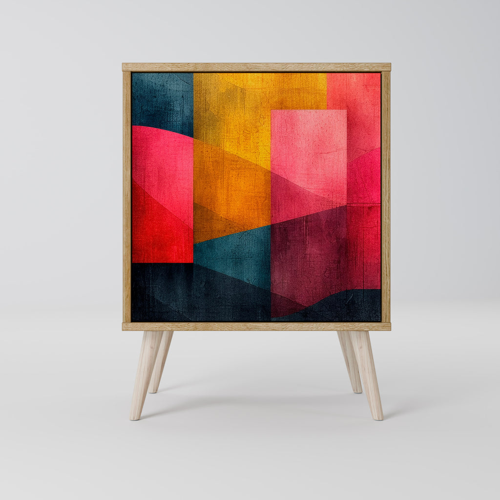 FÄRGGLAGA LJUD Skänk med 1 dörr i ekeffekt