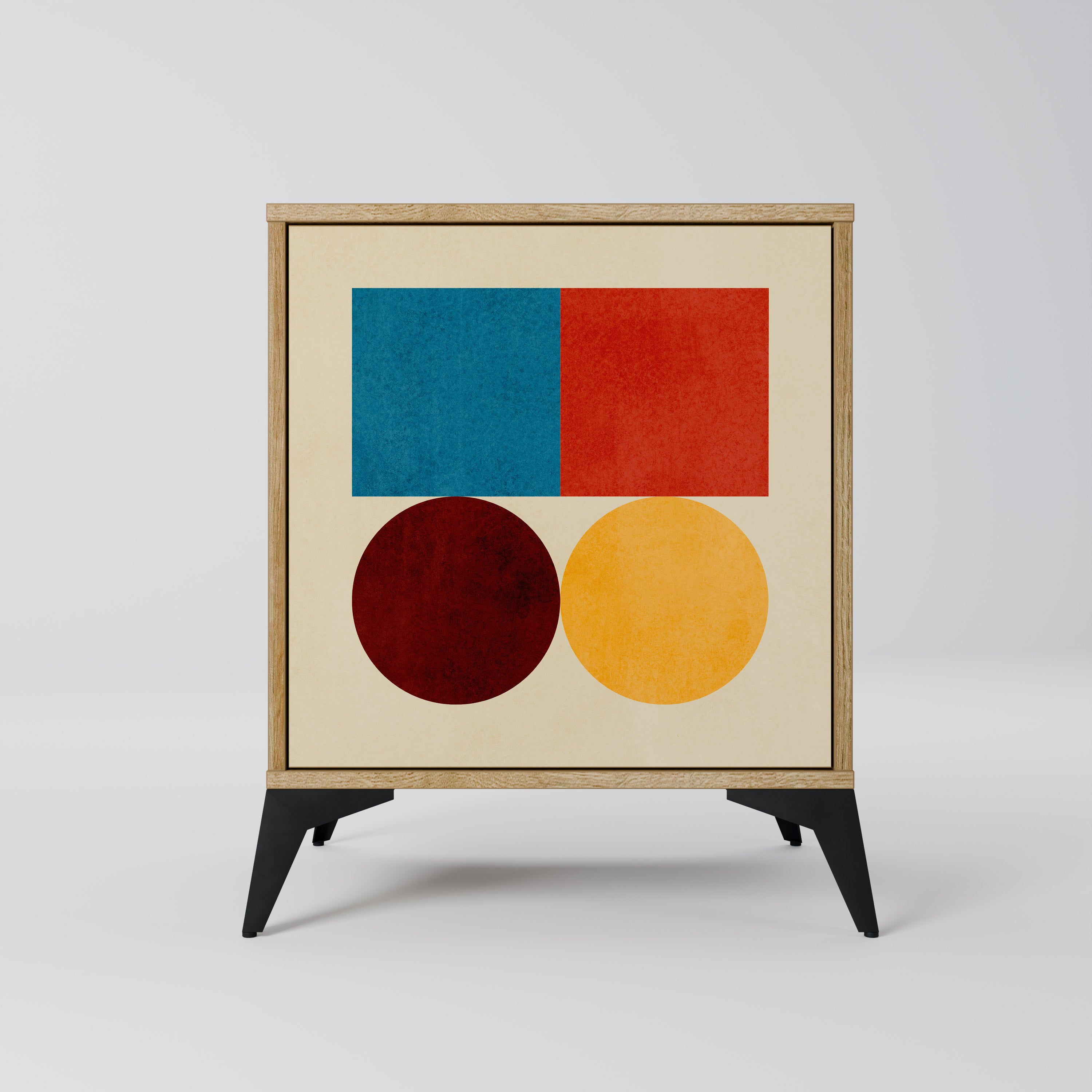 GEOMETRISKT PUSSEL 1-dörrs skänk i ekeffekt