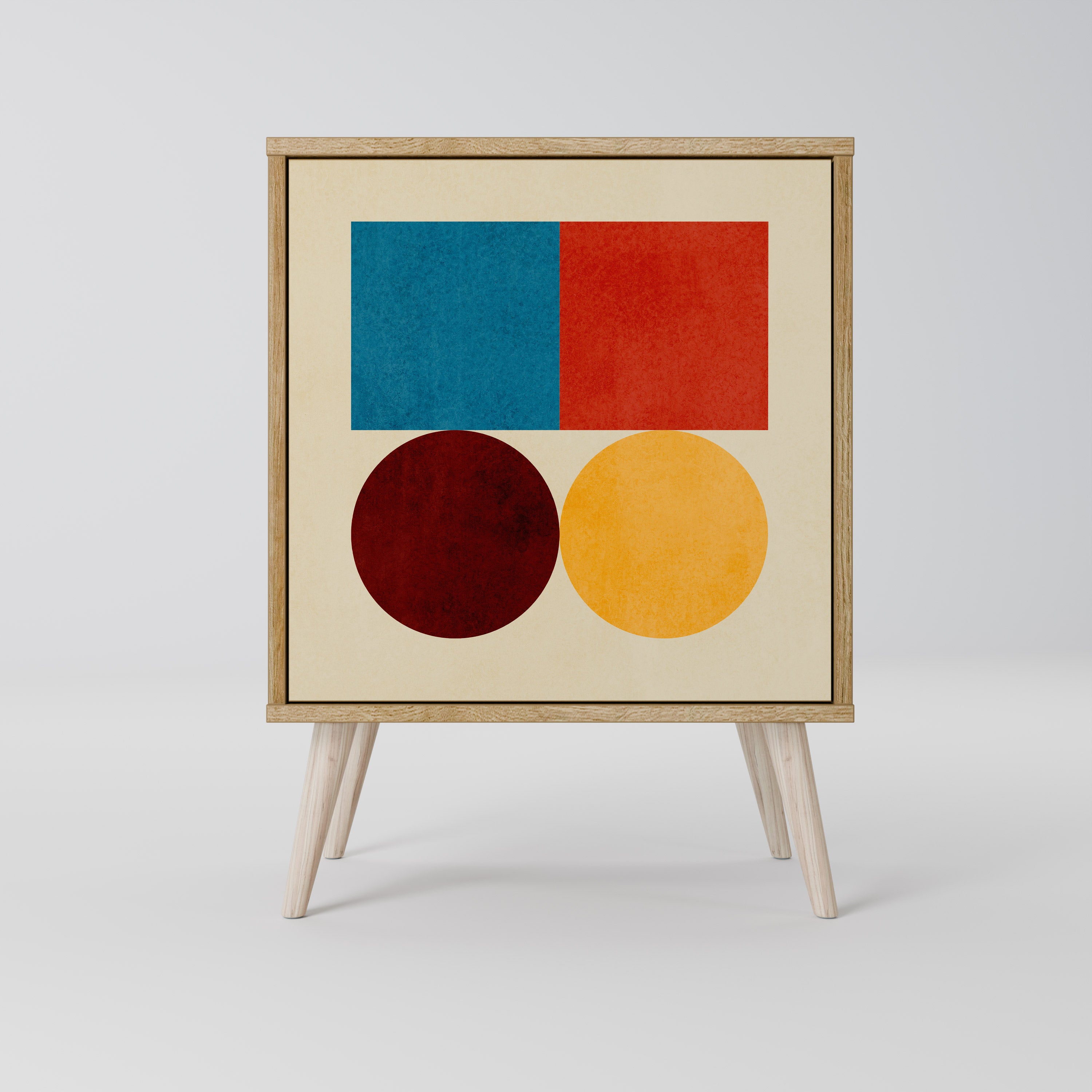 GEOMETRISKT PUSSEL 1-dörrs skänk i ekeffekt