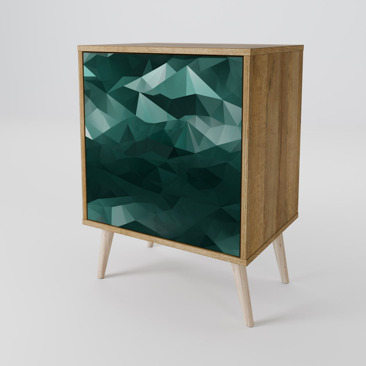 POLYGONAL FLOATING Skänk med en dörr