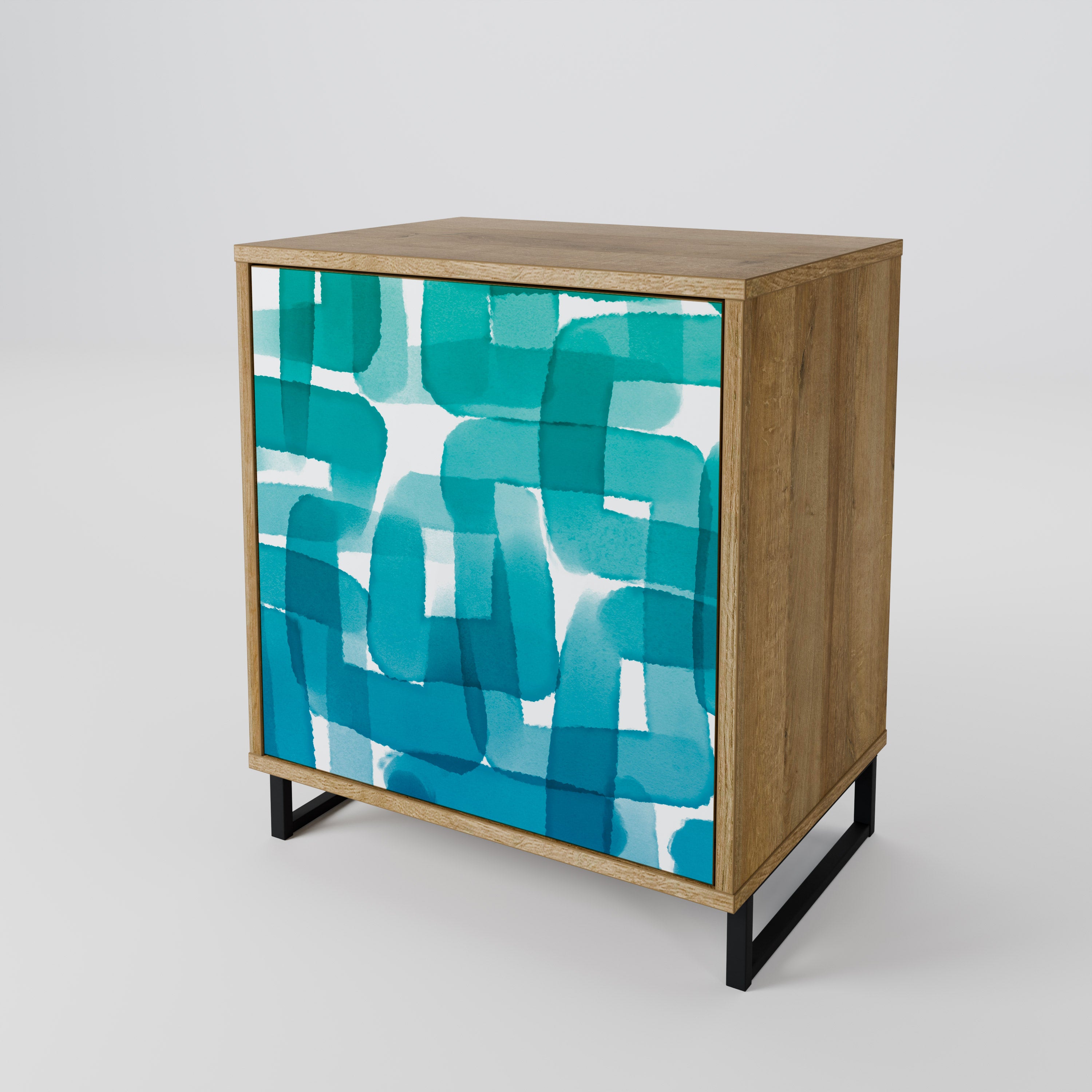 TURQUOISE RECTANGLES 1-Door Sideboard